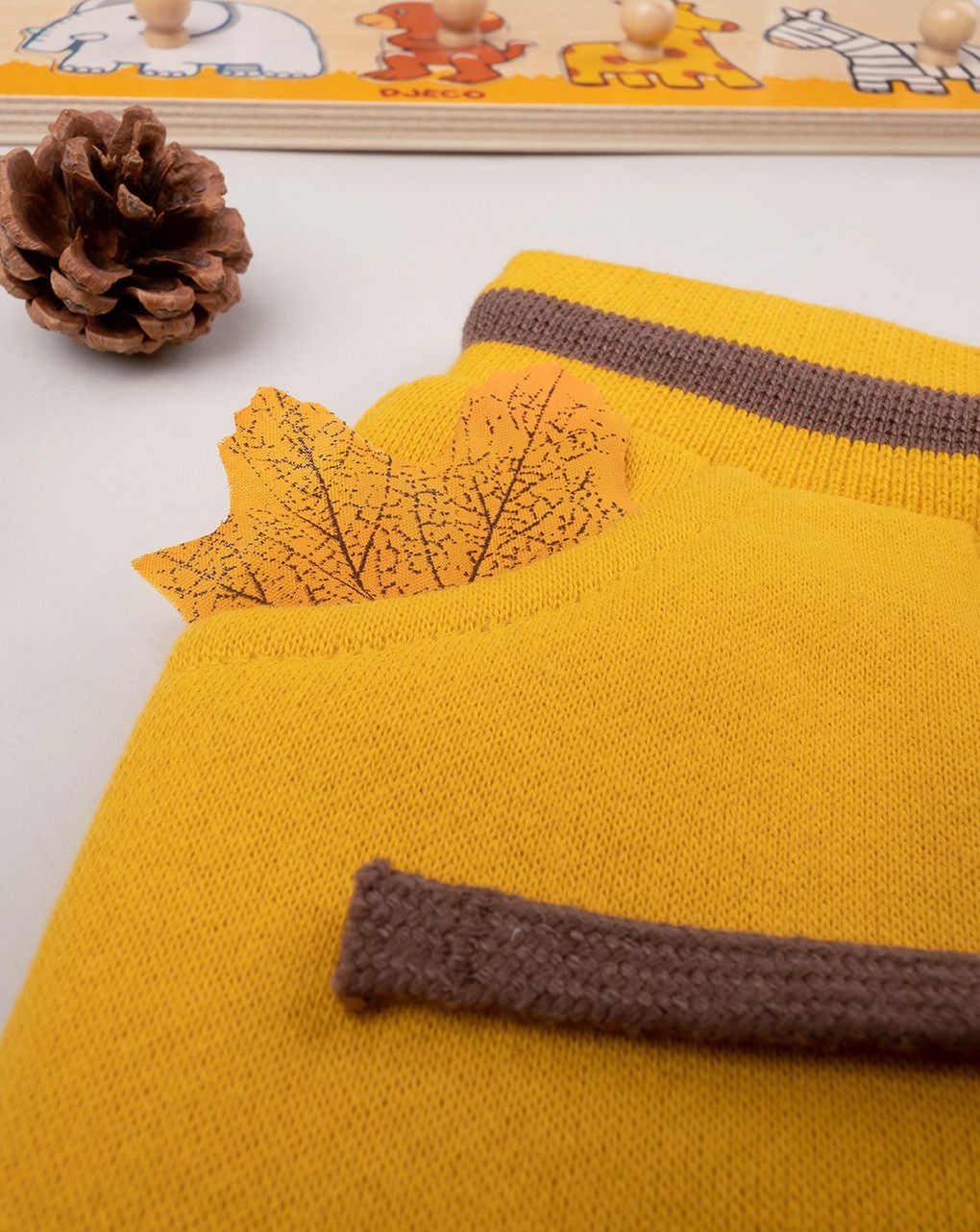 βρεφικό παντελόνι φούτερ κίτρινο με ζώα δάσους για αγόρι - Prénatal