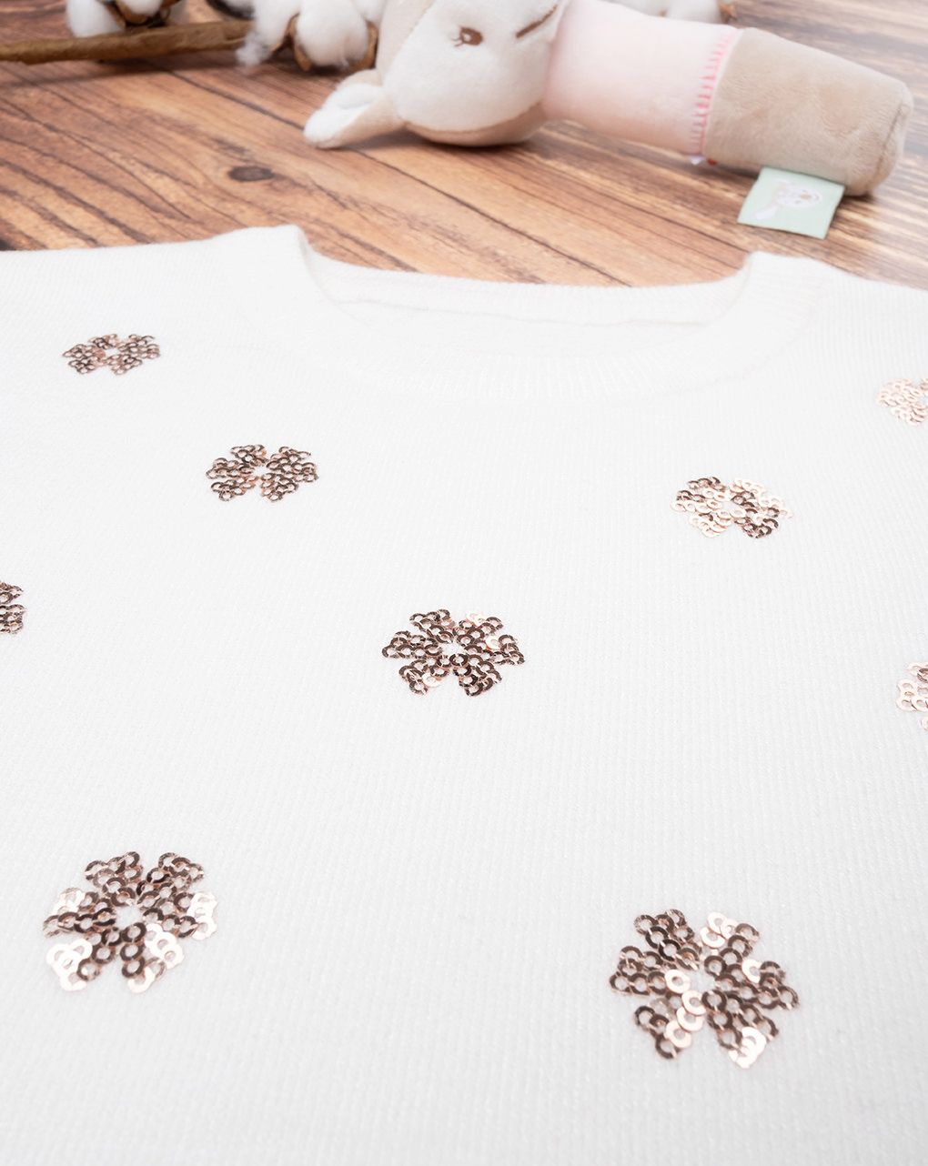 παιδικό πουλόβερ λευκό με παγιέτες για κορίτσι - Prénatal