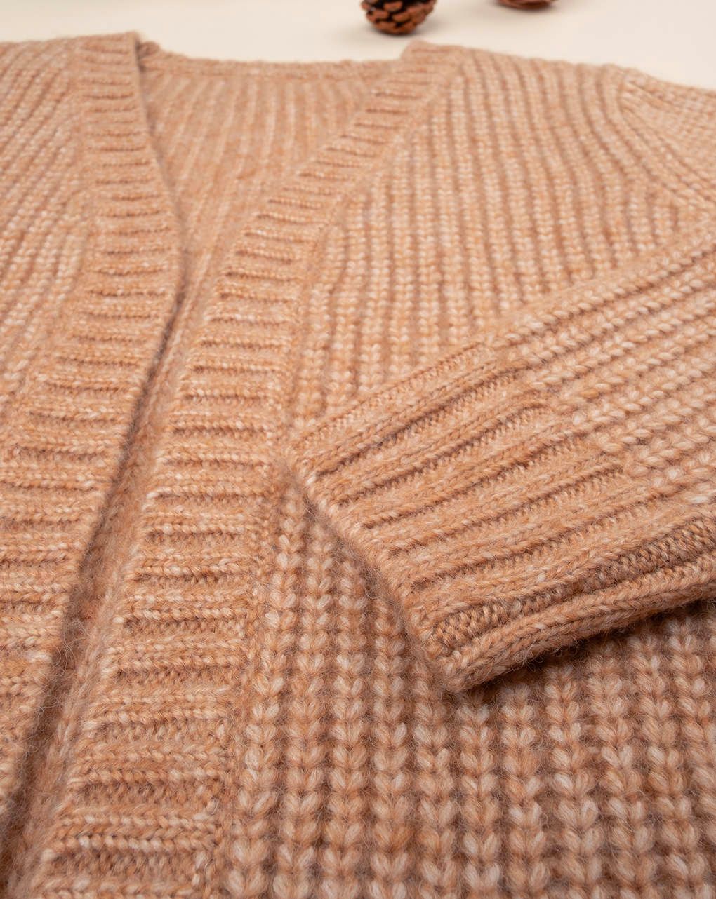 παιδική ζακέτα πλεκτή καφέ για κορίτσι - Prénatal