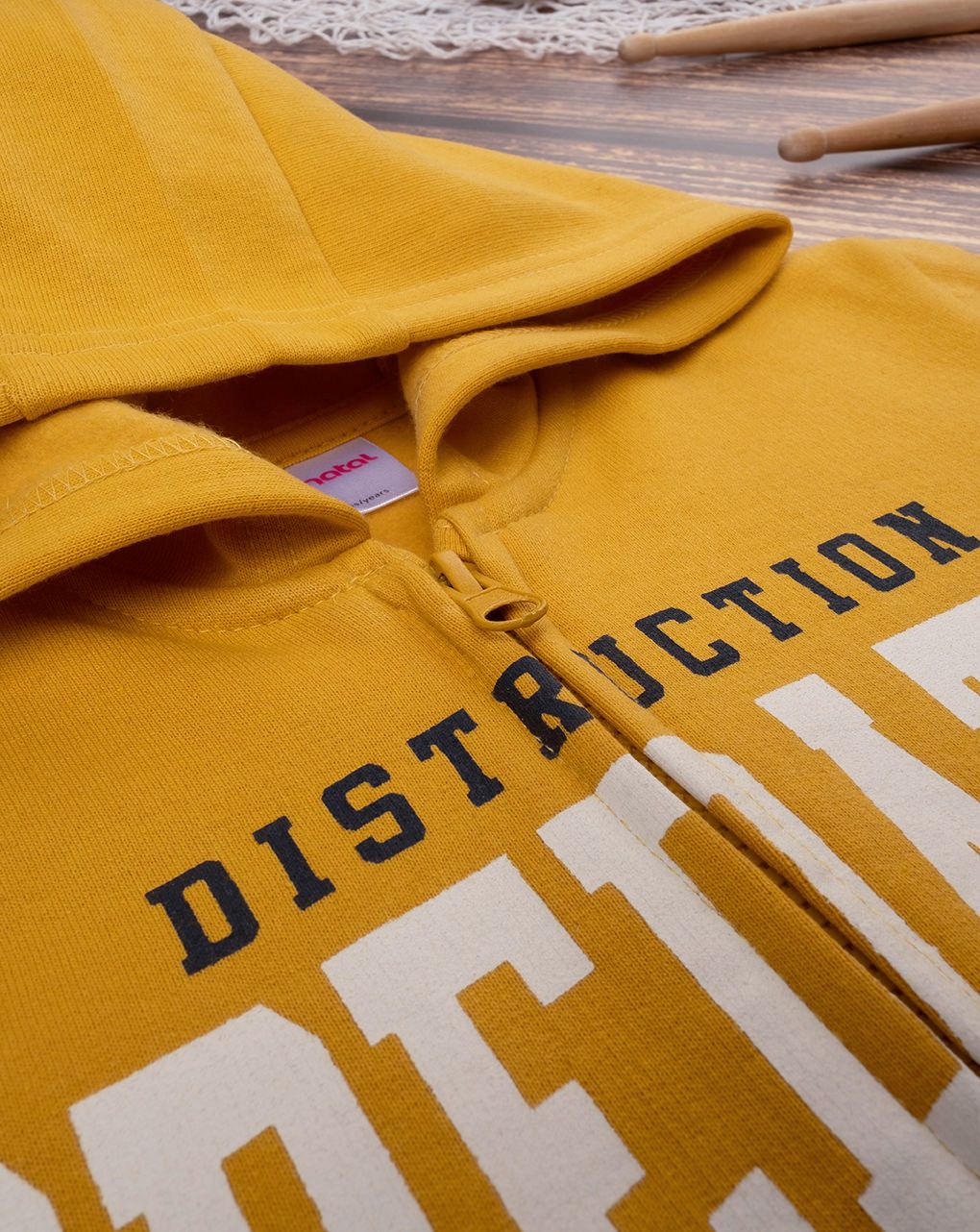 παιδική ζακέτα φούτερ κίτρινη με δεινόσαυρο για αγόρι - Prénatal