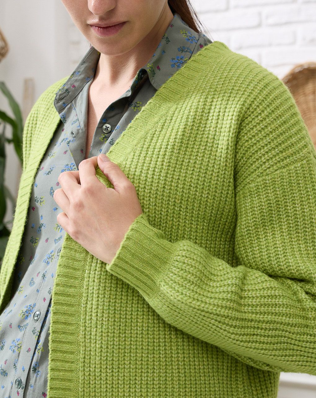 γυναικεία ζακέτα πλεκτή εγκυμοσύνης/θηλασμού πράσινη oversized - Prénatal