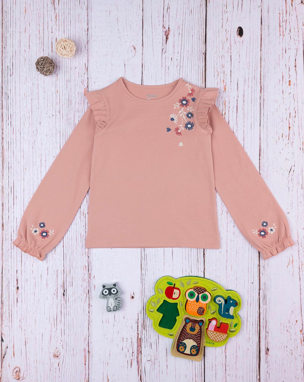 παιδική μπλούζα ροζ με λουλούδια για κορίτσι - Prénatal