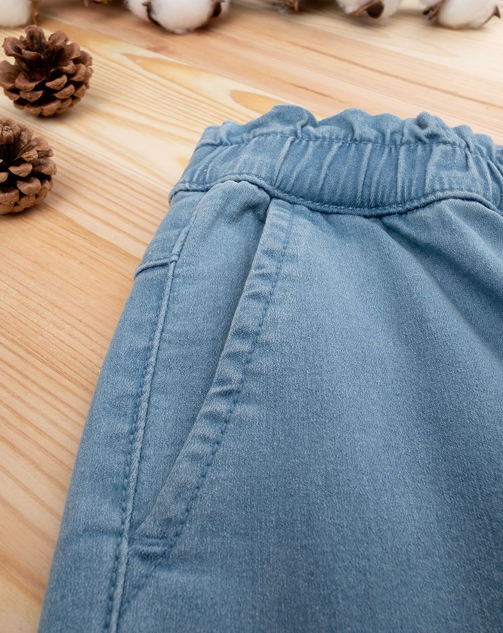 παιδικό τζιν παντελόνι μπλε με λουλούδια για κορίτσι - Prénatal