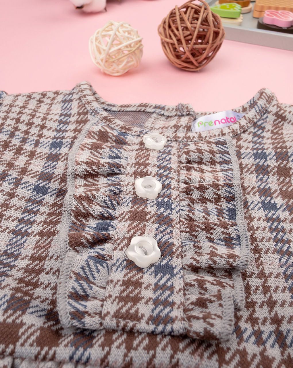 βρεφικό φόρεμα καρό καφέ για κορίτσι - Prénatal