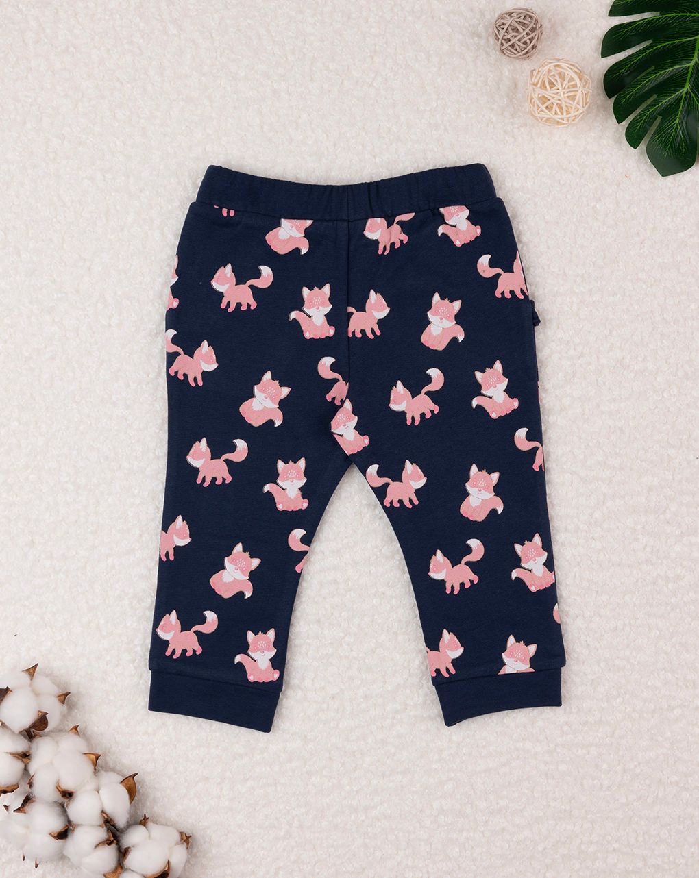 βρεφικό παντελόνι φούτερ μπλε με αλεπούδες για κορίτσι - Prénatal