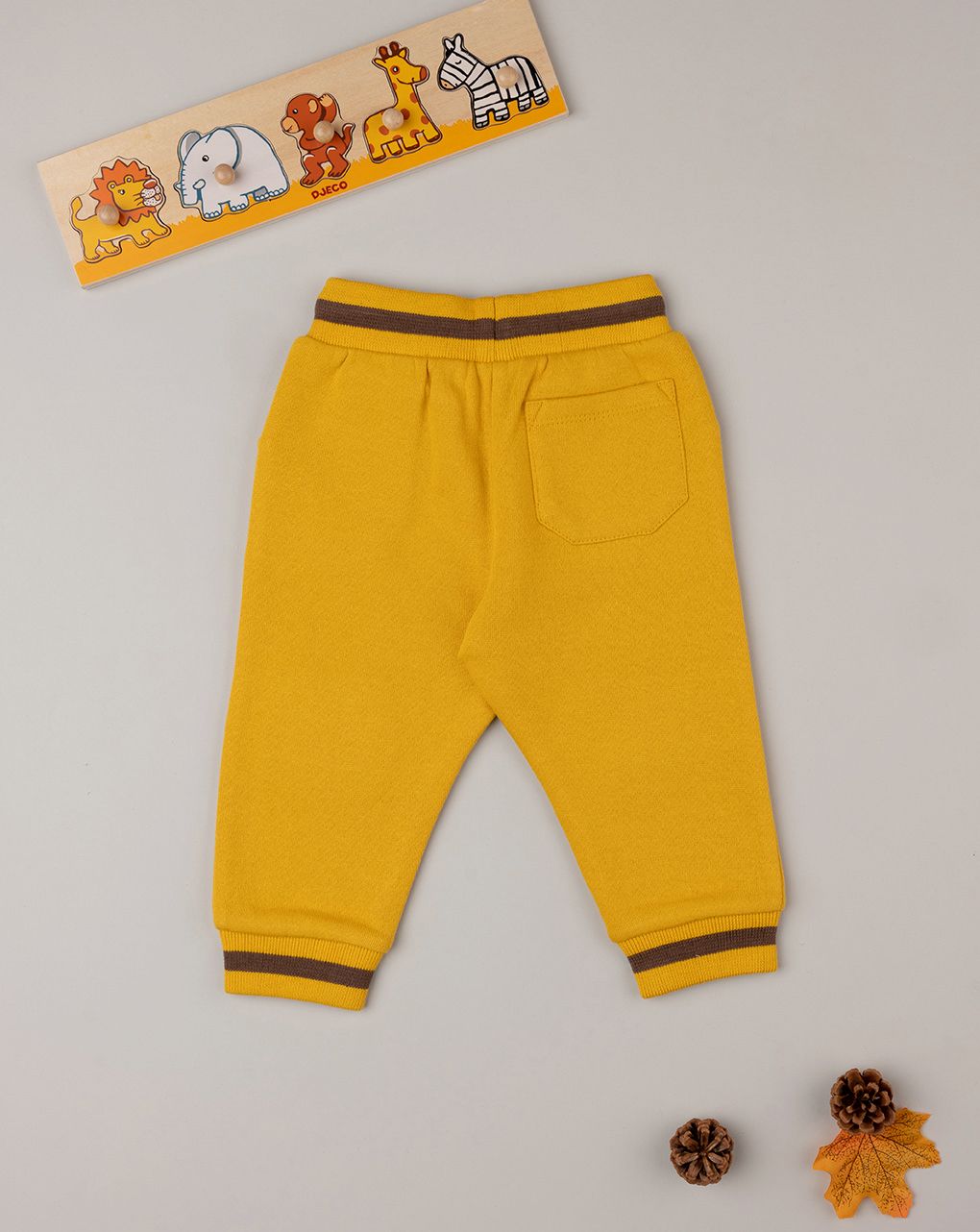 βρεφικό παντελόνι φούτερ κίτρινο με ζώα δάσους για αγόρι - Prénatal