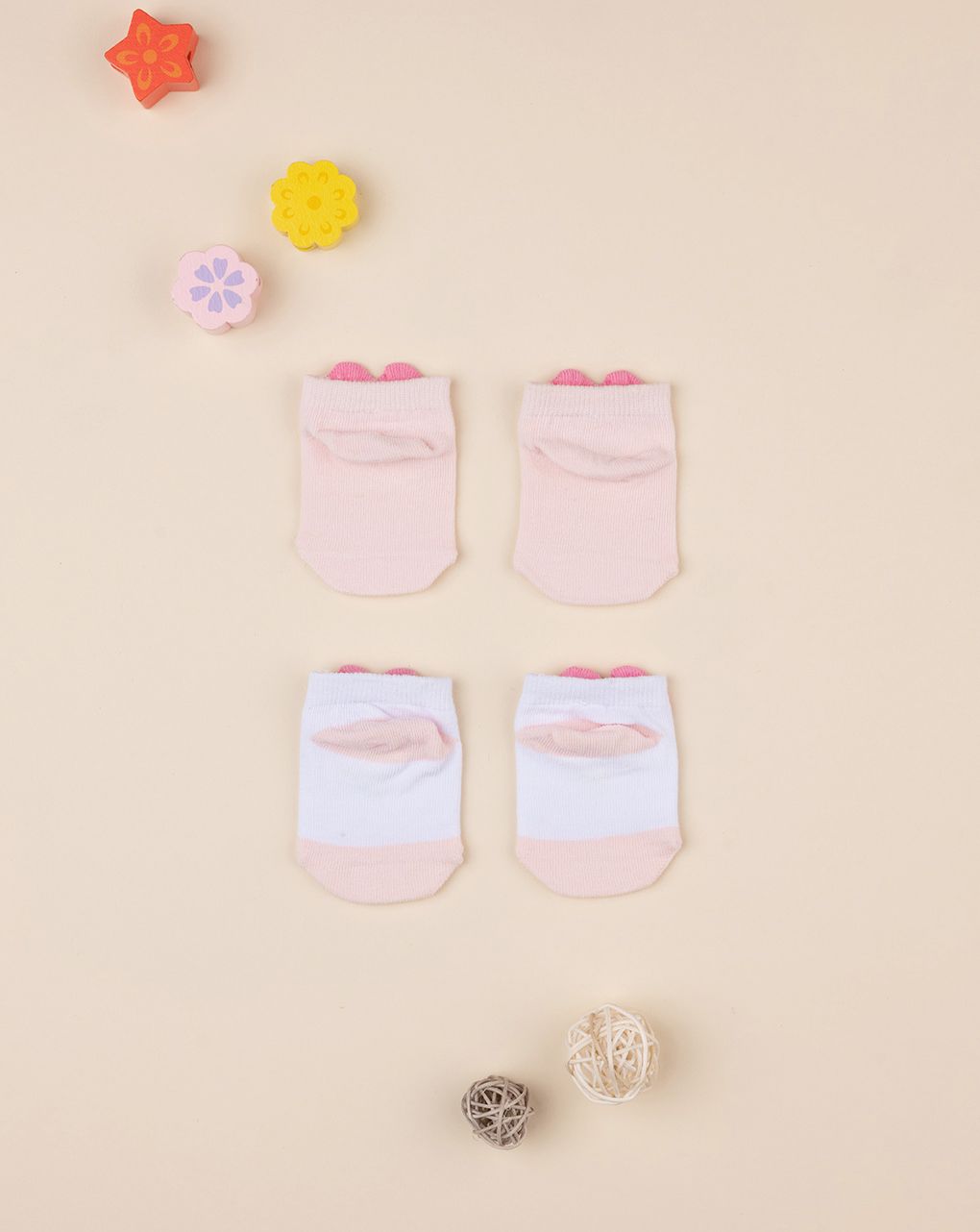 βρεφικά καλτσάκια πακέτο x2 με λουλούδια για κορίτσι - Prénatal