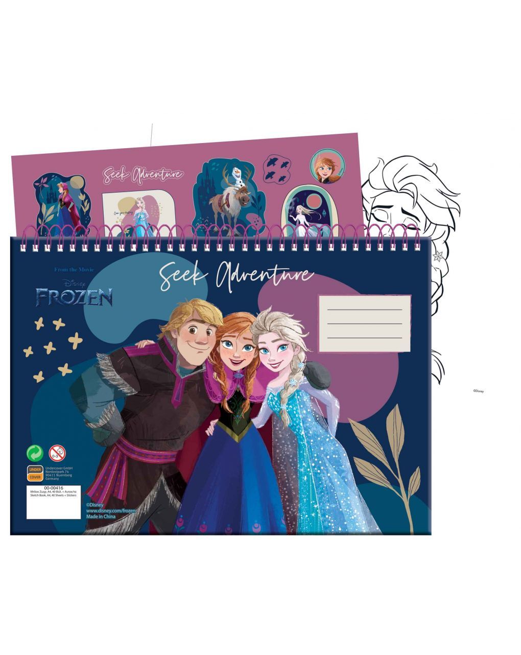 Gim μπλοκ ζωγραφικής 23x33cm 40 φύλλων + αυτοκόλλητα frozen 341-69416 - Gim