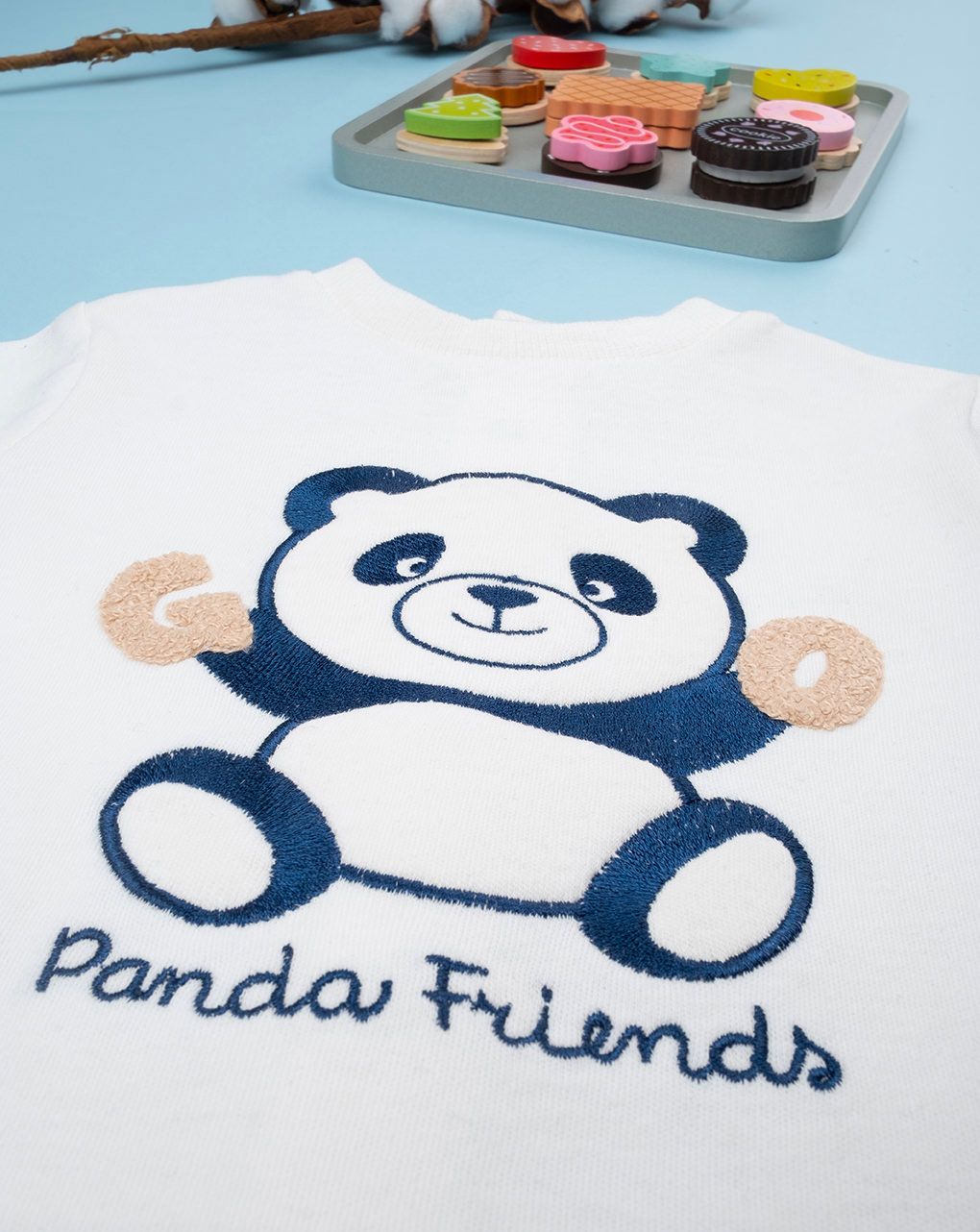 βρεφικό σετ μπλούζα και γκέτα panda friends για αγόρι - Prénatal