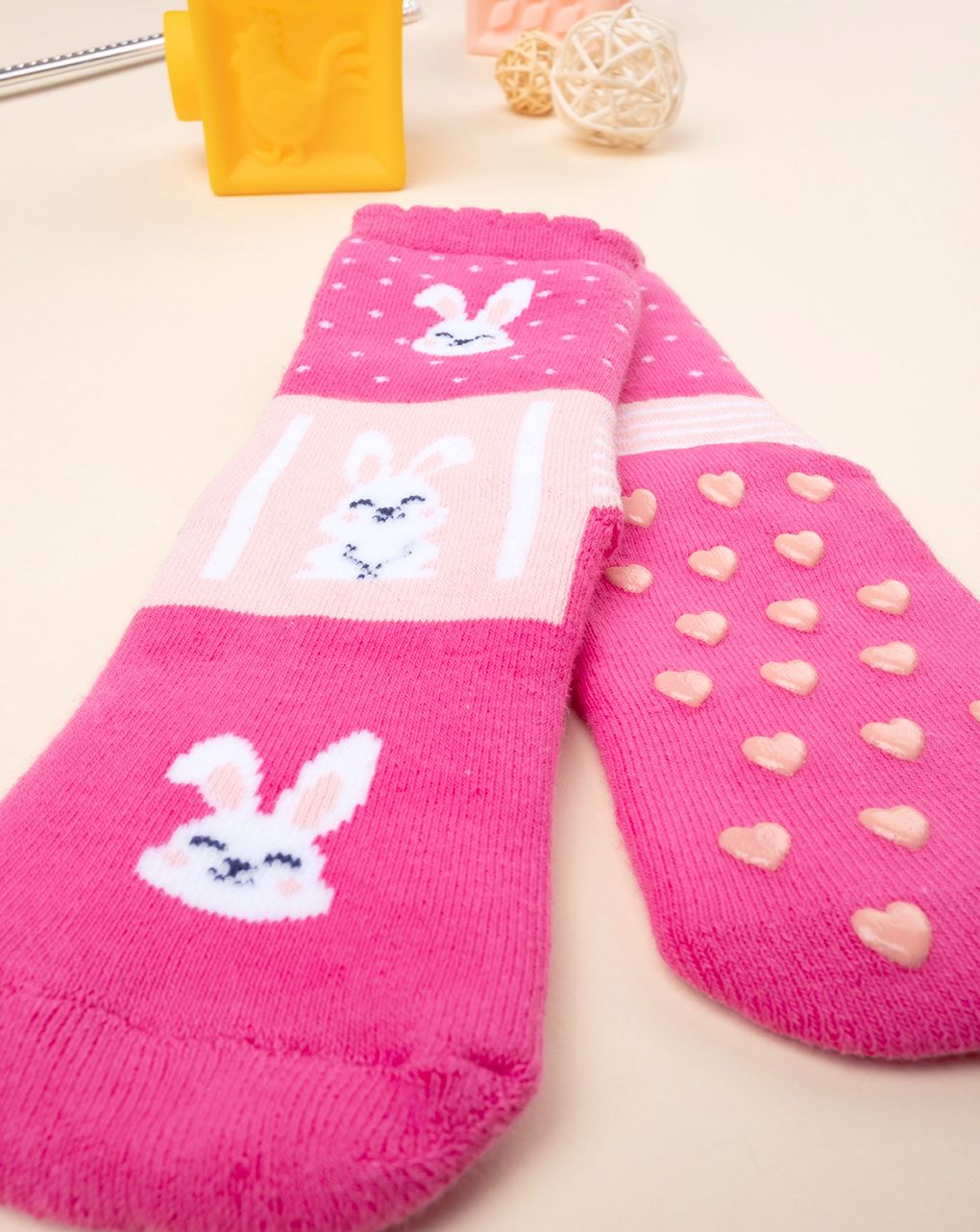 παιδικά αντιολισθητικά καλτσάκια με λαγουδάκια για κορίτσι - Prénatal