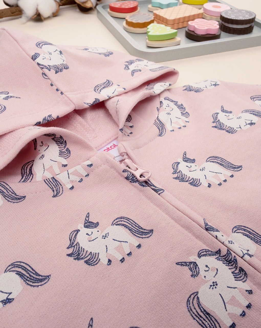 βρεφική ζακέτα φούτερ ροζ με μονόκερους για κορίτσι - Prénatal
