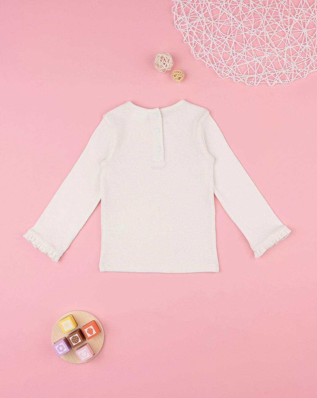 βρεφική μπλούζα ριμπ λευκή για κορίτσι - Prénatal