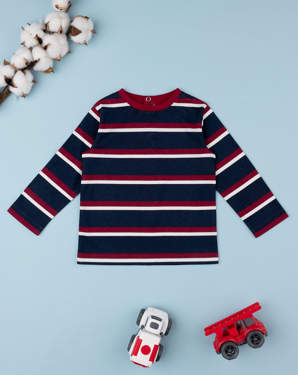 βρεφική μπλούζα ριγέ μπλε/μπορντώ για αγόρι - Prénatal
