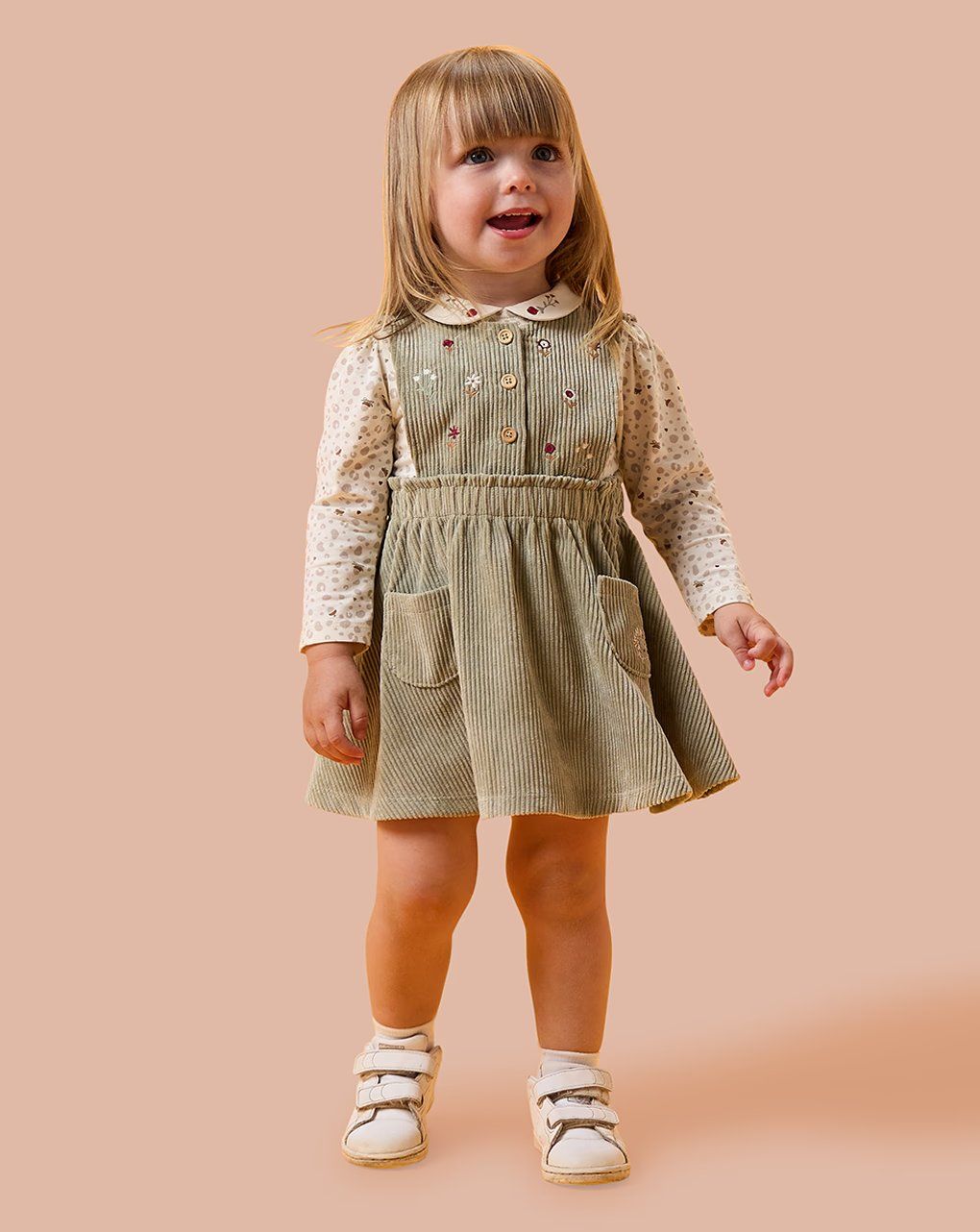 βρεφικό κορμάκι κρεμ animal print για κορίτσι - Prénatal