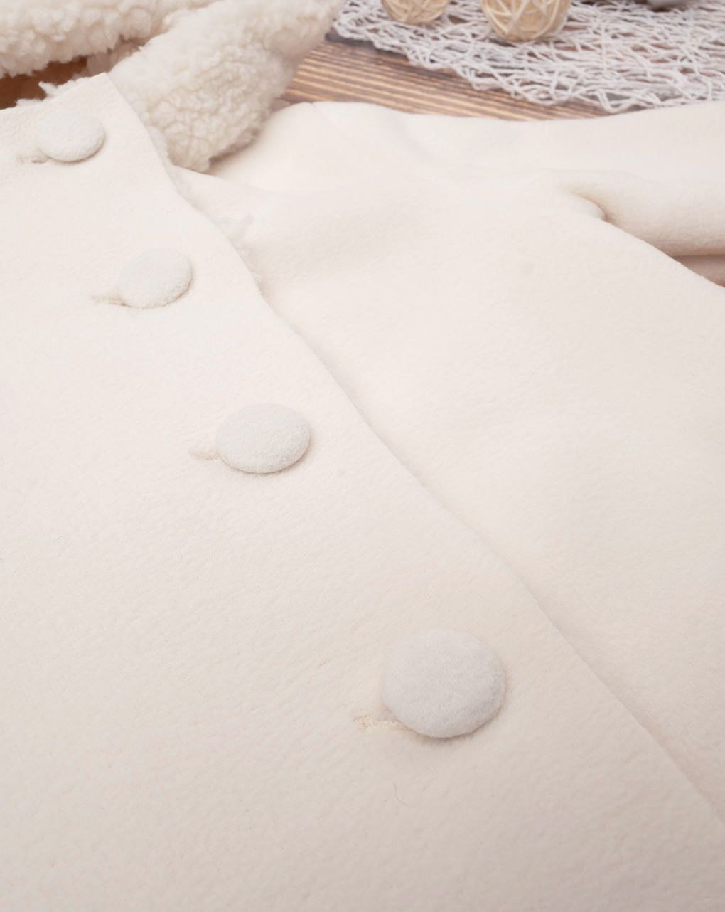 βρεφικό παλτό μαντό κρεμ για κορίτσι - Prénatal