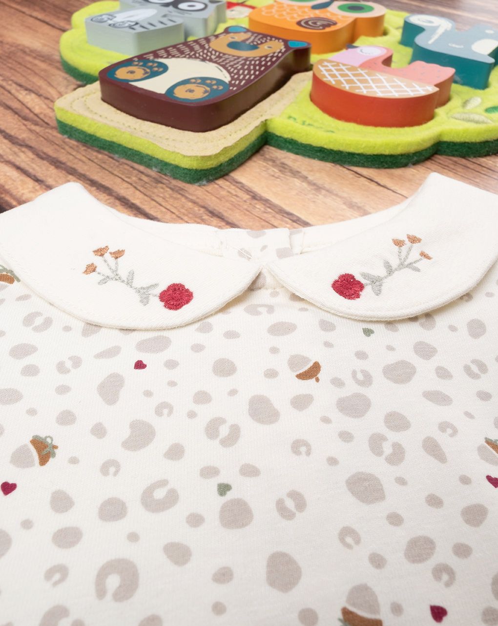 βρεφικό κορμάκι κρεμ animal print για κορίτσι - Prénatal