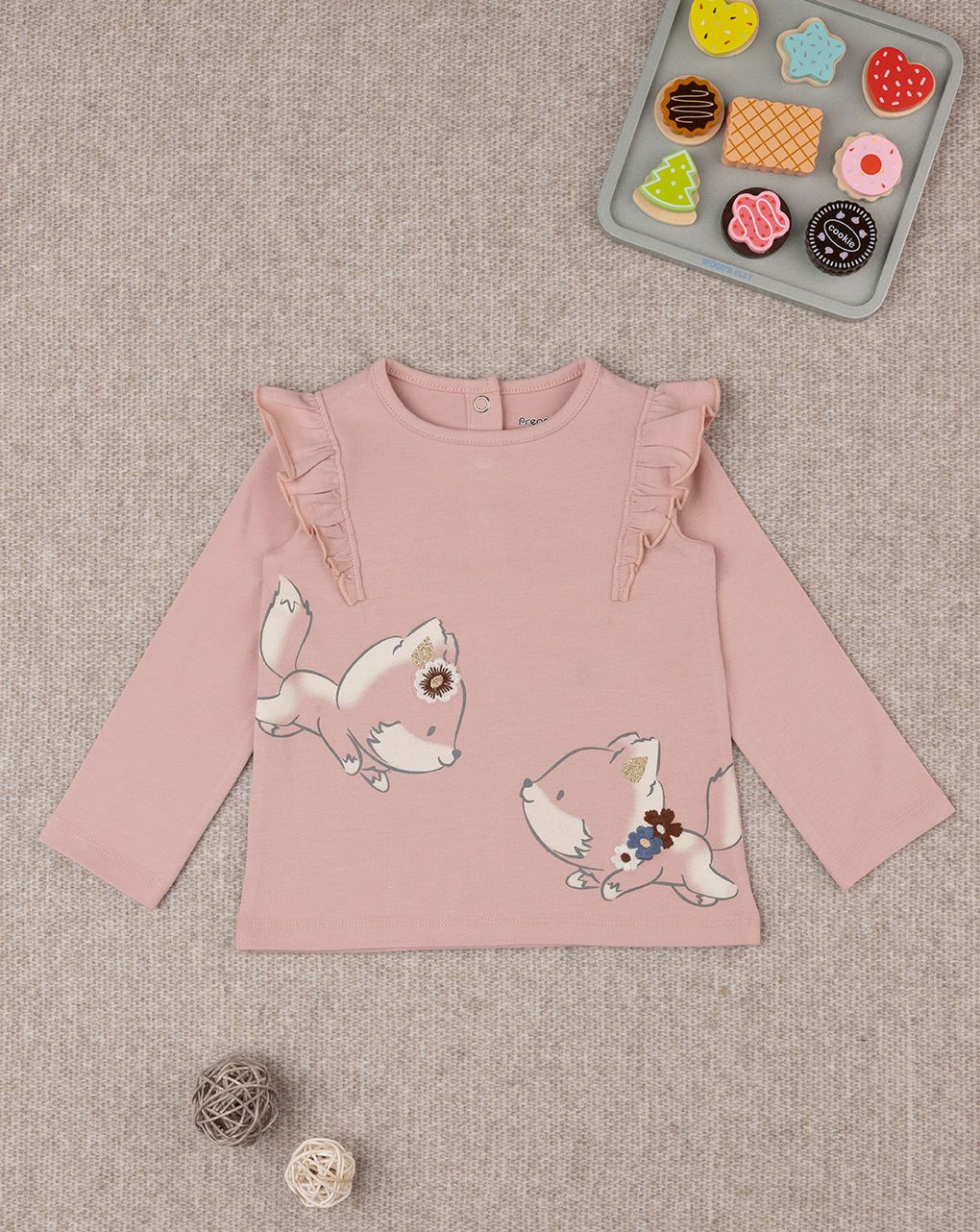 βρεφική μπλούζα ροζ με αλεπούδες για κορίτσι - Prénatal