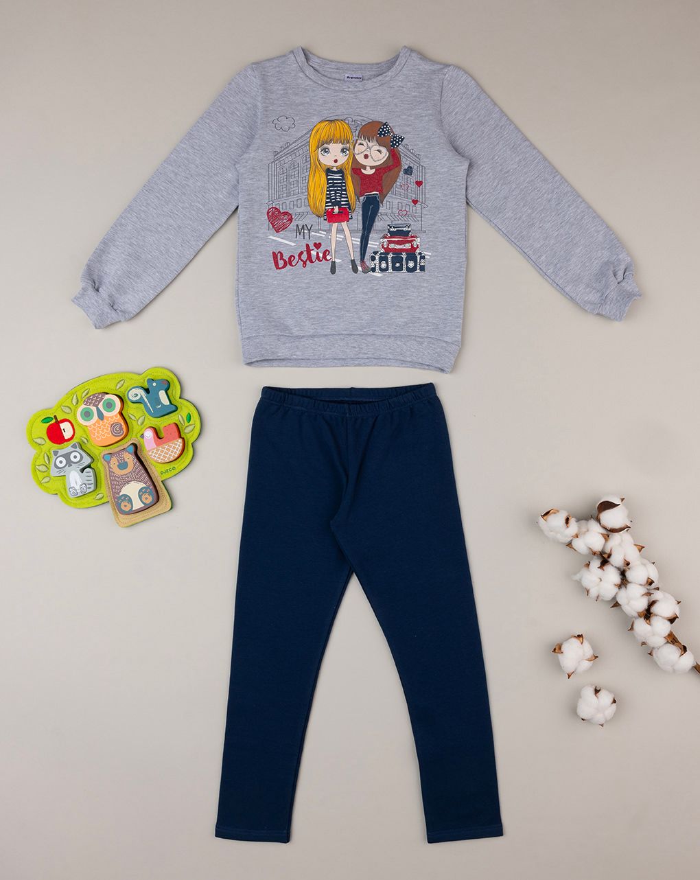 παιδικό σετ μπλούζα και κολάν φούτερ για κορίτσι - Prénatal