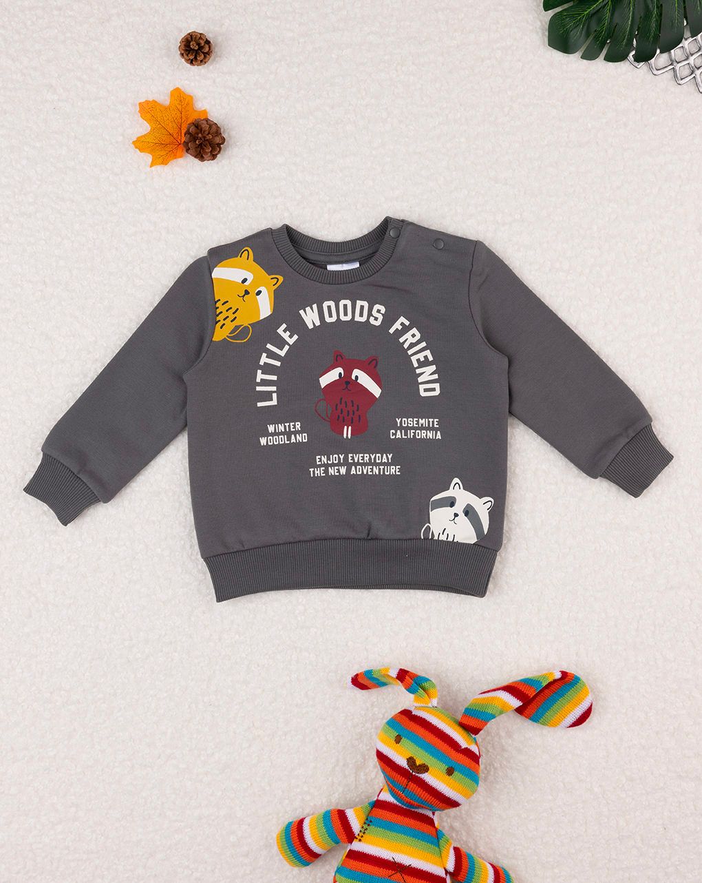 βρεφική μπλούζα φούτερ γκρι woods για αγόρι