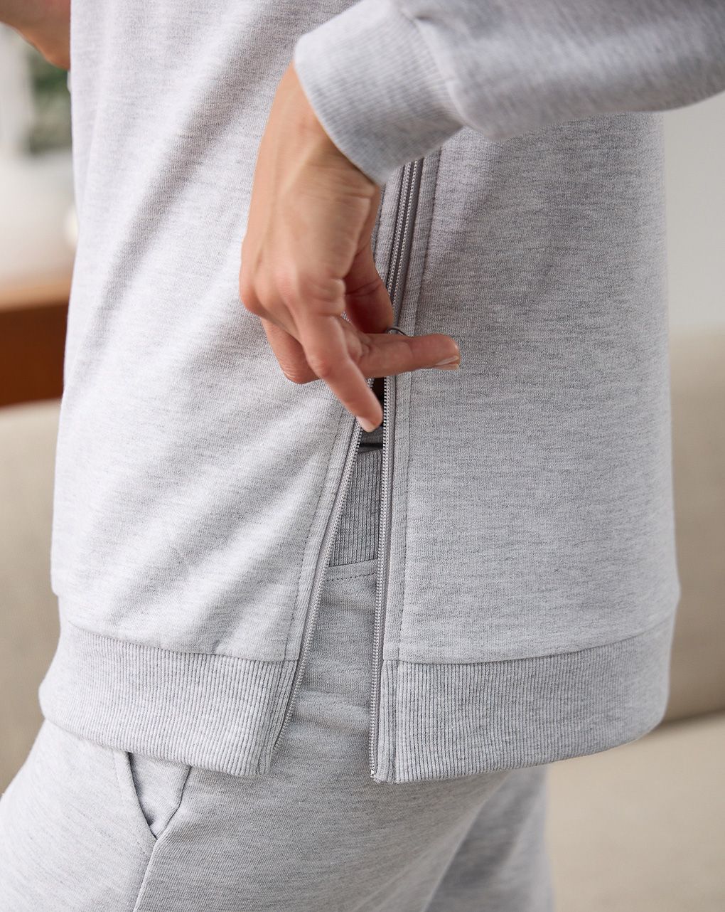 γυναικεία μπλούζα φούτερ εγκυμοσύνης/θηλασμού γκρι - Prénatal