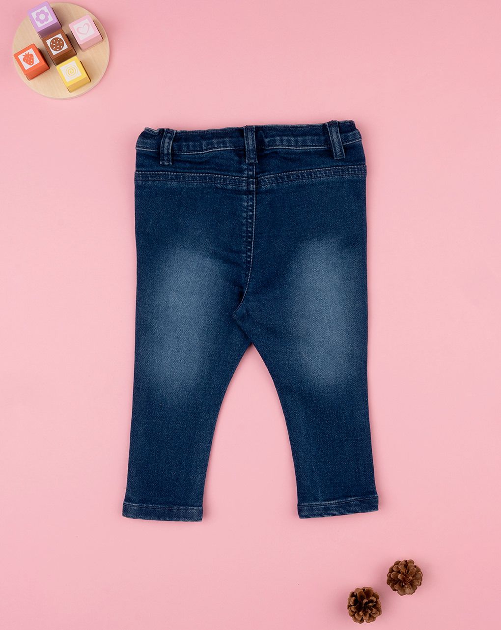 βρεφικό τζιν παντελόνι μπλε με λουλούδια για κορίτσι - Prénatal