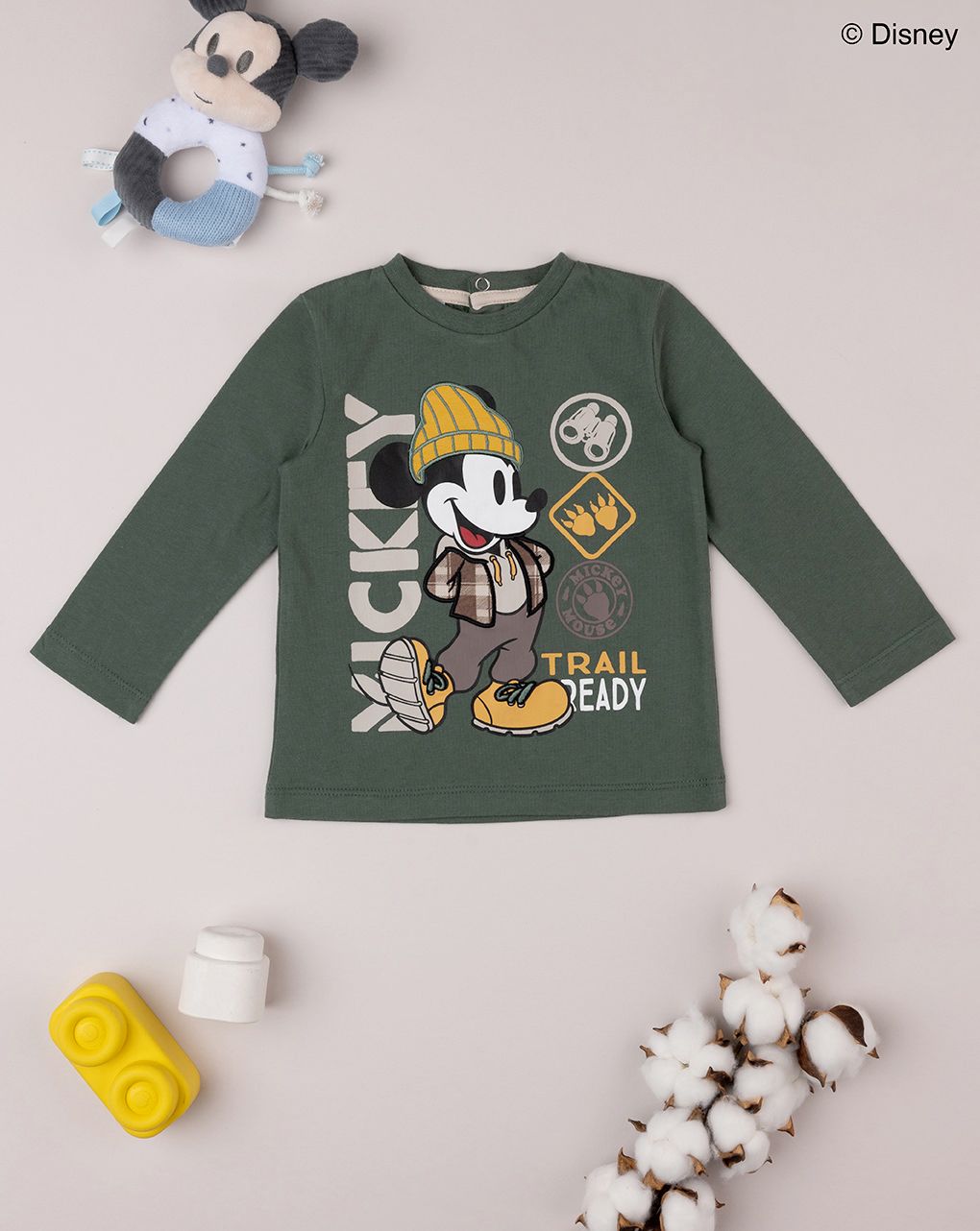 βρεφική μπλούζα πράσινη με το mickey για αγόρι