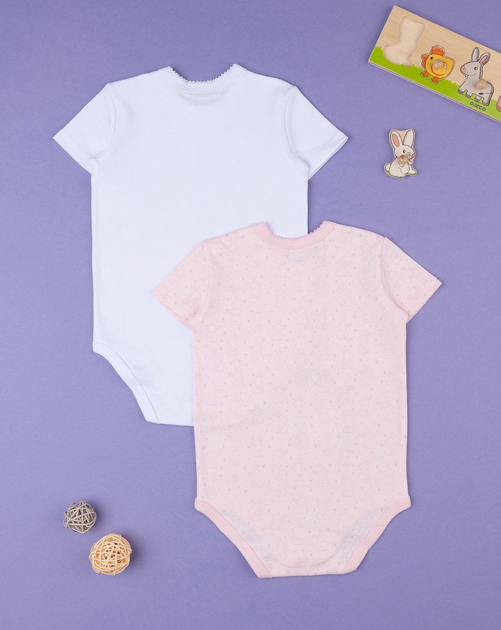 βρεφικά κορμάκια πακέτο x2 με λαγουδάκια για κορίτσι - Prénatal
