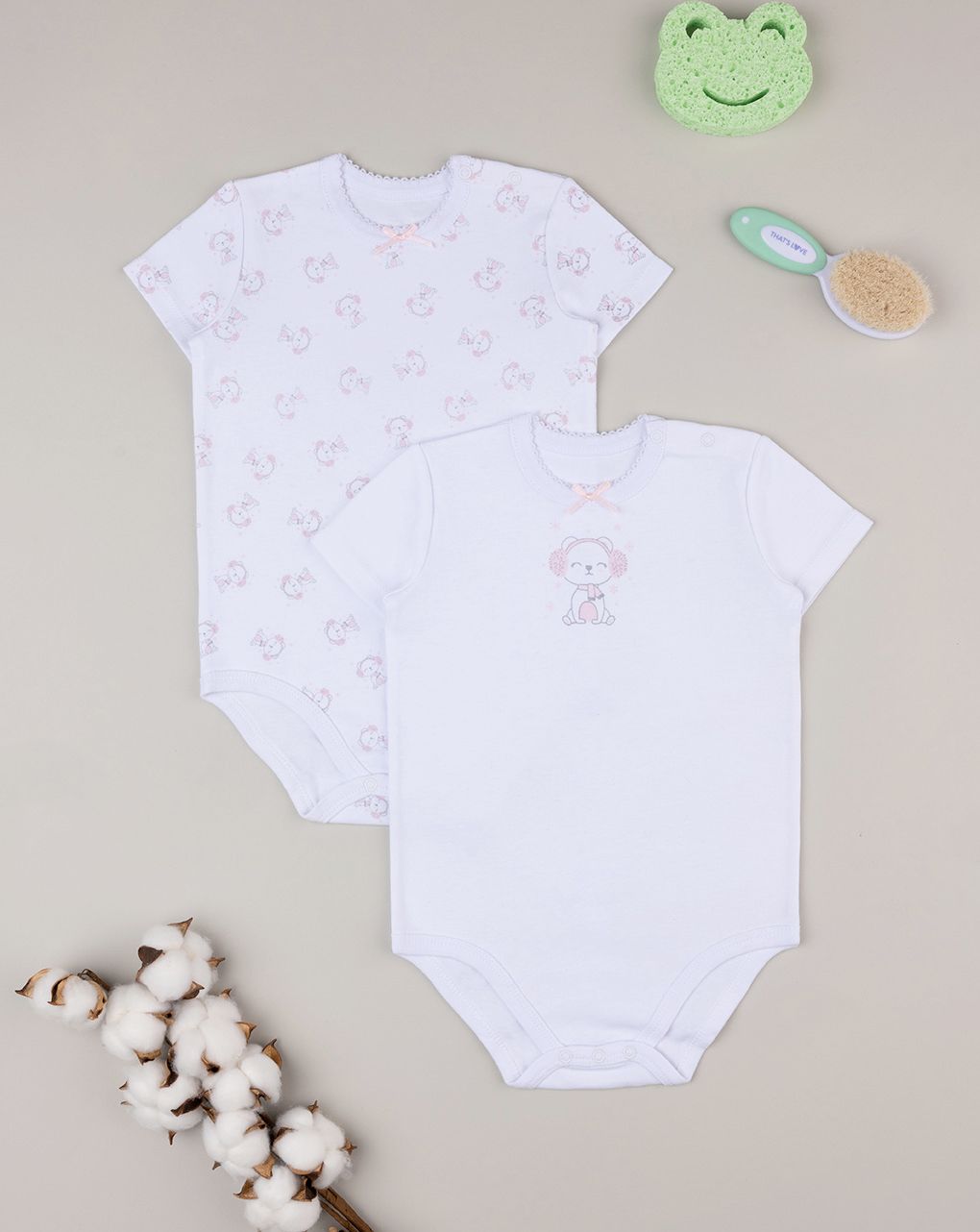 βρεφικά κορμάκια πακέτο x2 με αρκουδάκια για κορίτσι