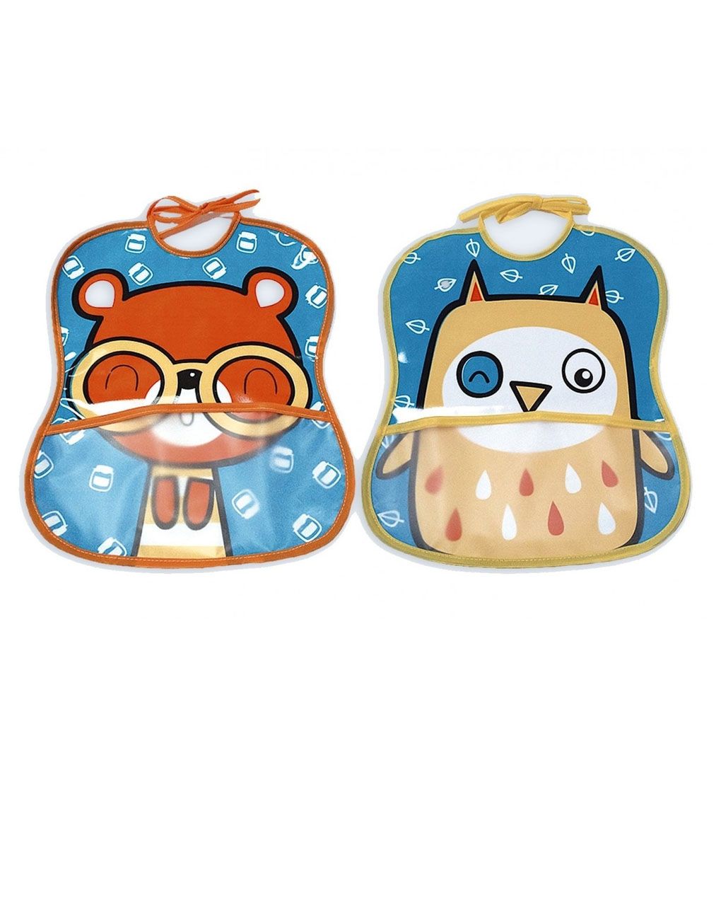 X-treme baby σαλιάρα πλαστική με τσέπη σετ 2τμχ με κορδόνι animals - X-TREME BABY