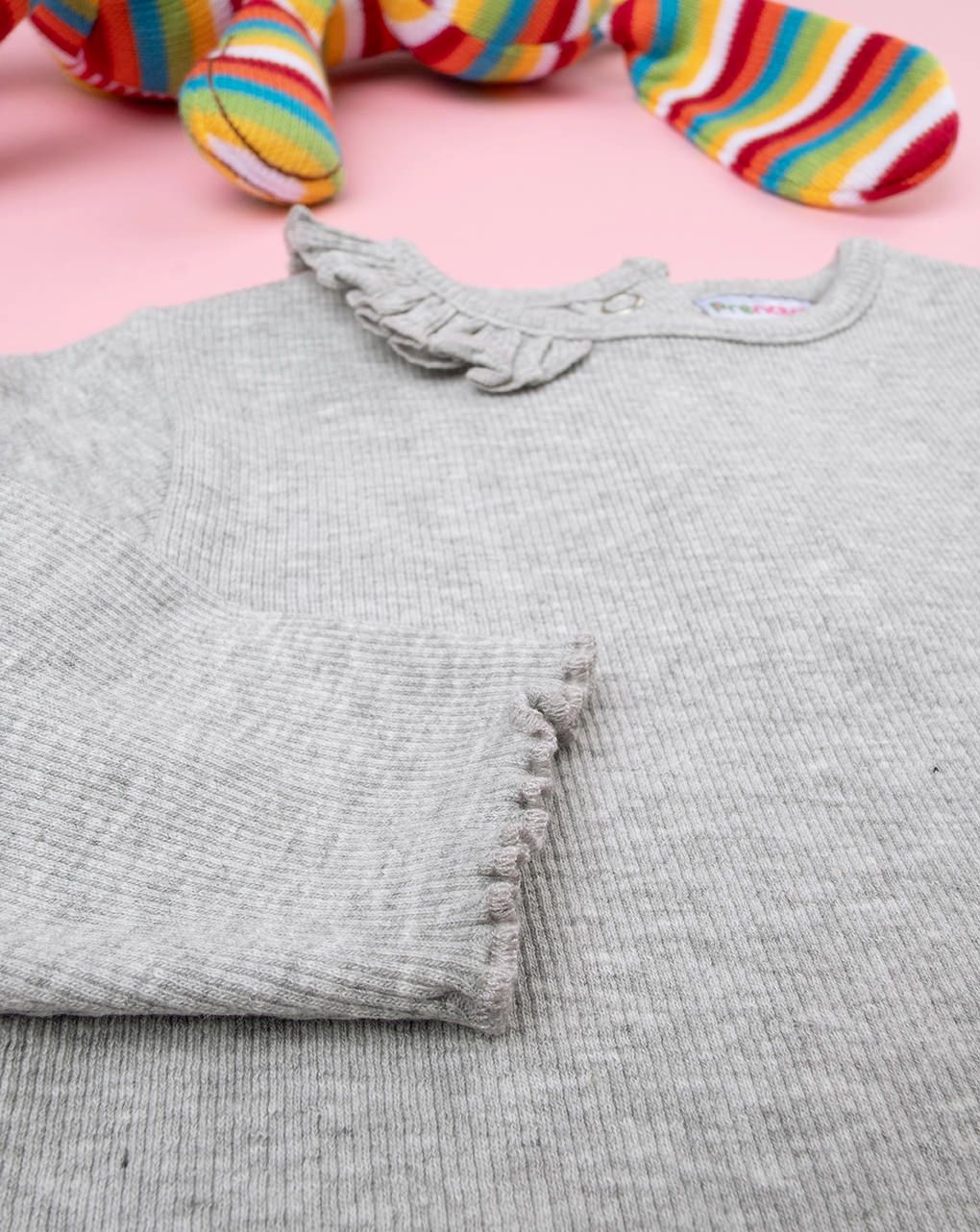 βρεφικό κορμάκι ριμπ γκρι για κορίτσι - Prénatal