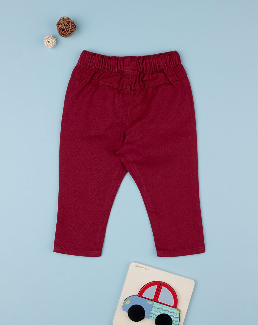 βρεφικό παντελόνι twill μπορντώ για αγόρι - Prénatal