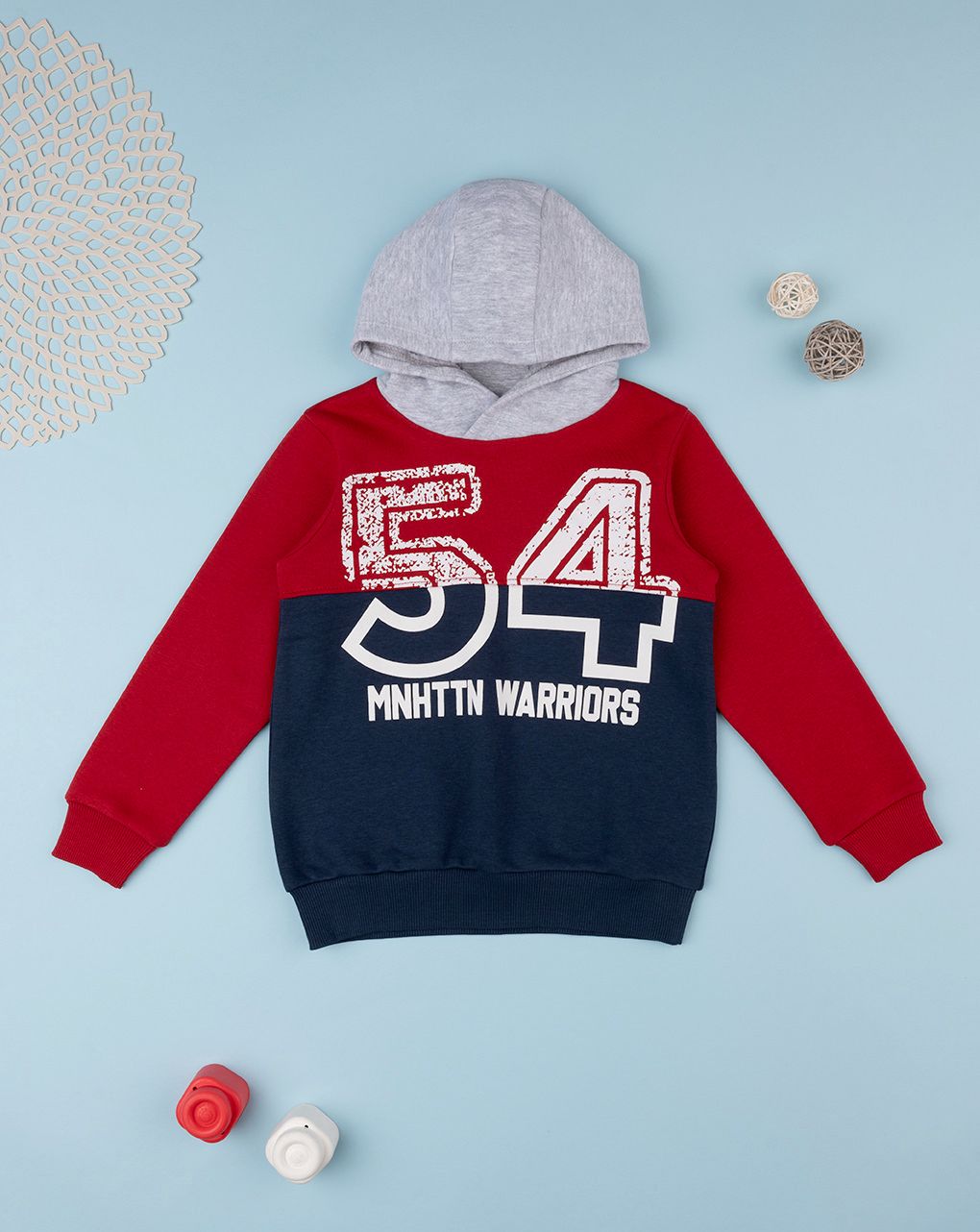 παιδική μπλούζα φούτερ τρίχρωμη manhattan warriors για αγόρι - Prénatal
