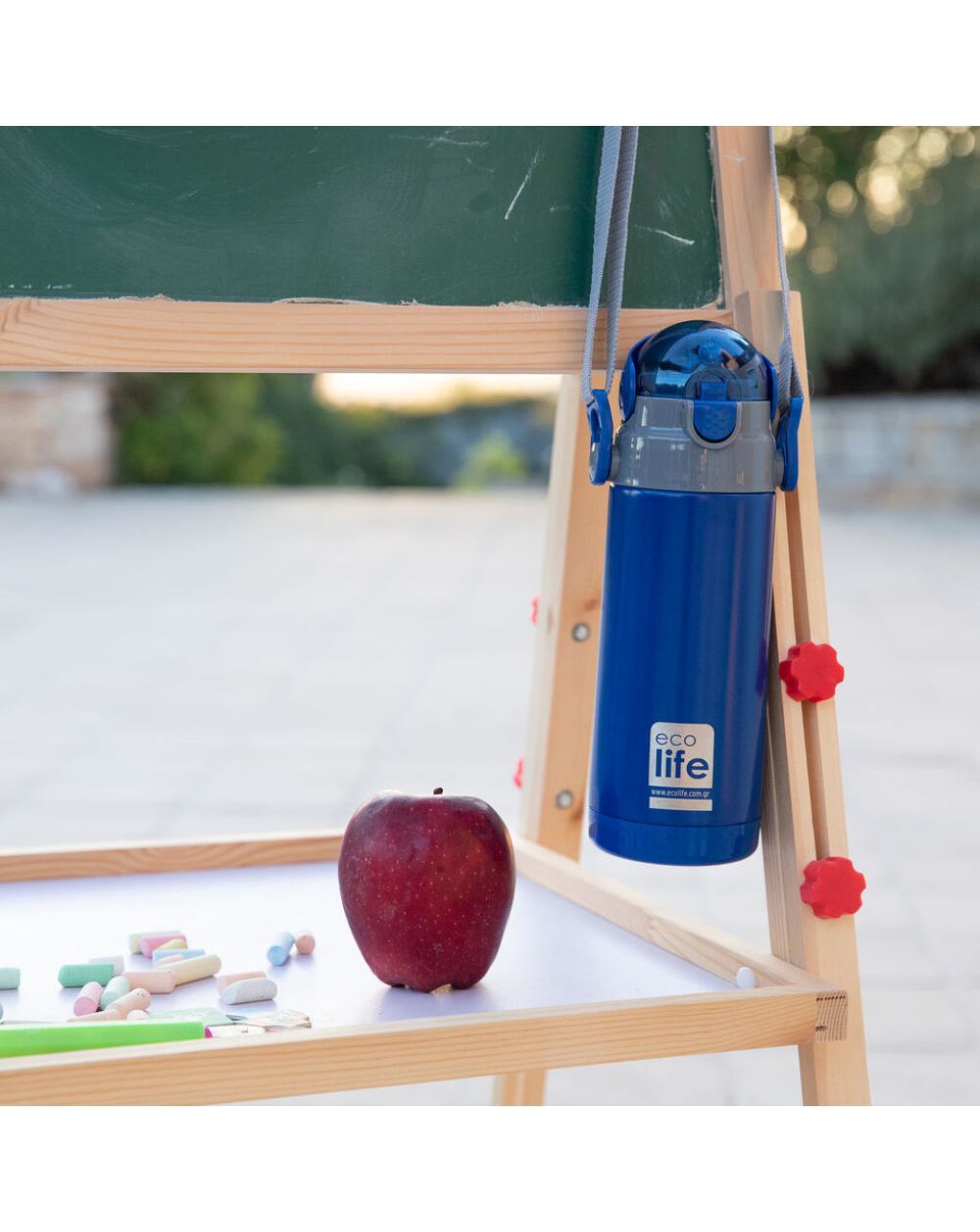 Ecolife ανοξείδωτο παγούρι με καλαμάκι kids thermos 400ml navy blue 33-bo-2989 - Ecolife