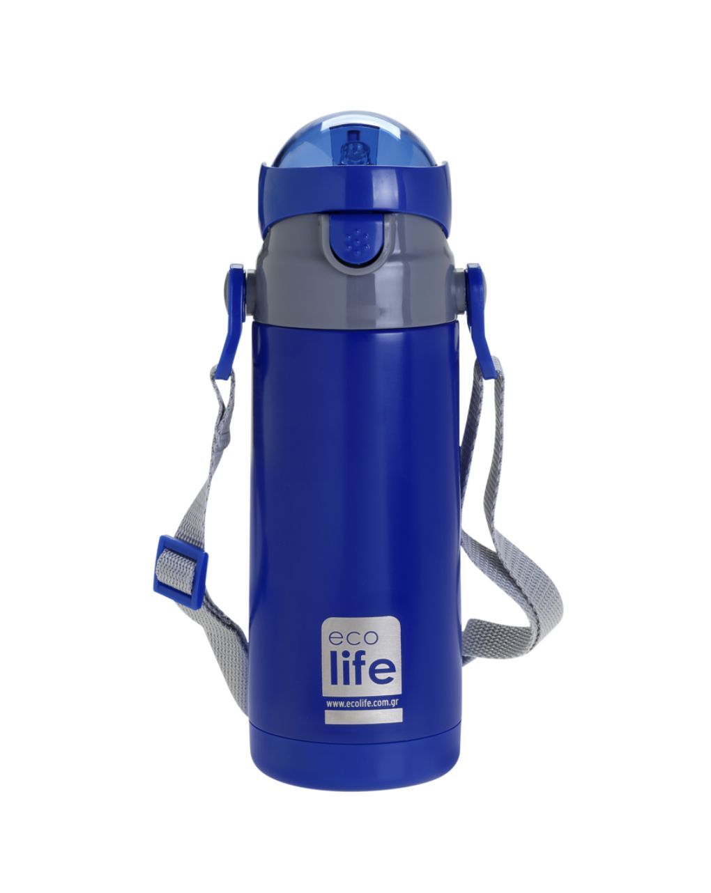Ecolife ανοξείδωτο παγούρι με καλαμάκι kids thermos 400ml navy blue 33-bo-2989 - Ecolife