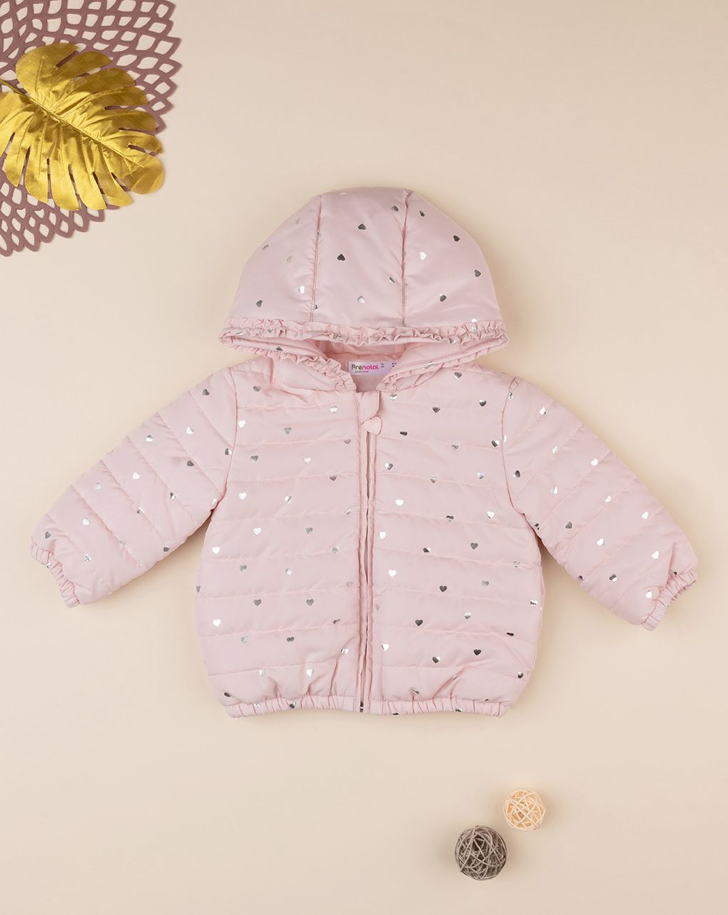 βρεφικό μπουφάν φουσκωτό με καρδούλες για κορίτσι - Prénatal