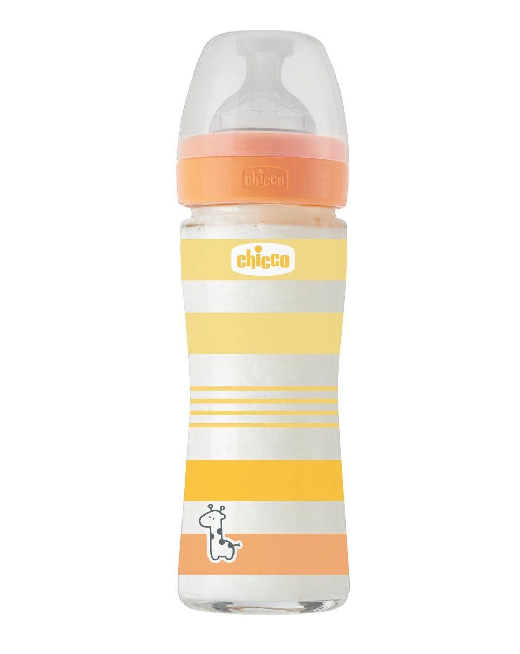 Chicco μπιμπερό γυάλινο well being 240ml orange 0+ μηνών
