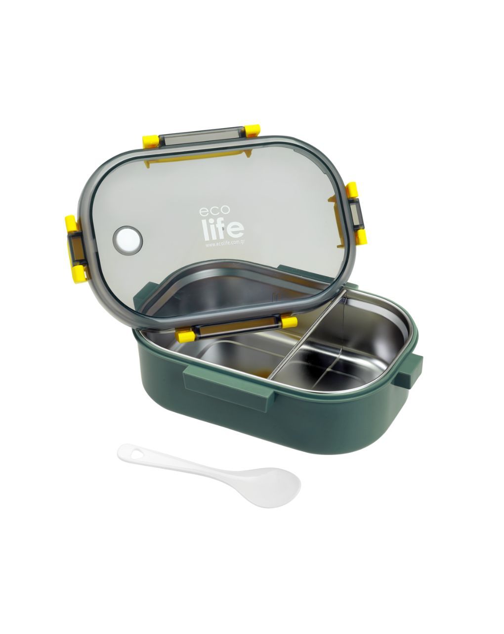 Ecolife ανοξείδωτο φαγητοδοχείο με χώρισμα 900ml forest green 33-bo-9067 - Ecolife