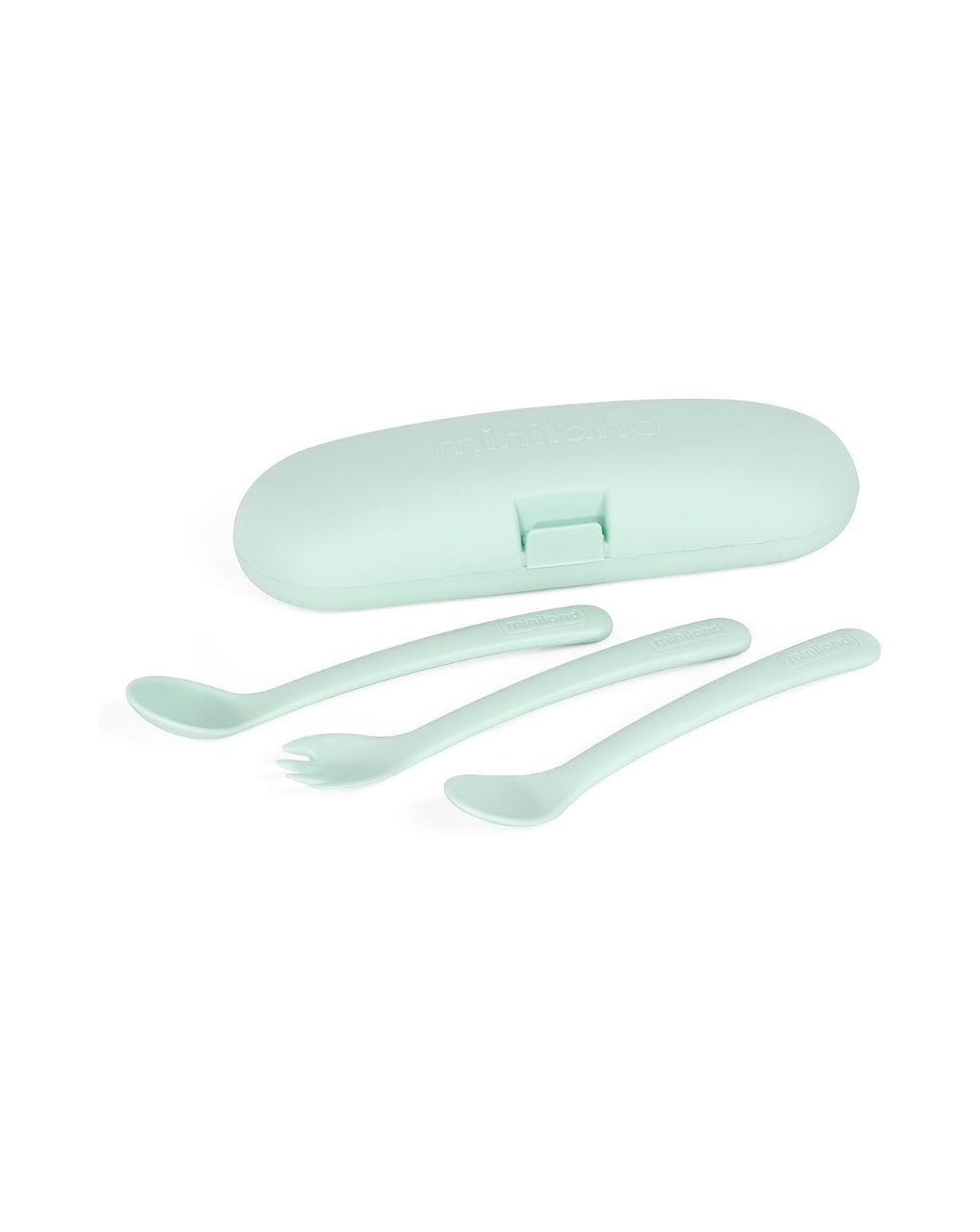 Miniland σετ κουταλοπίρουνα 3μτχ σε θήκη picneat dolce 6m+ mint ml89518 - Miniland