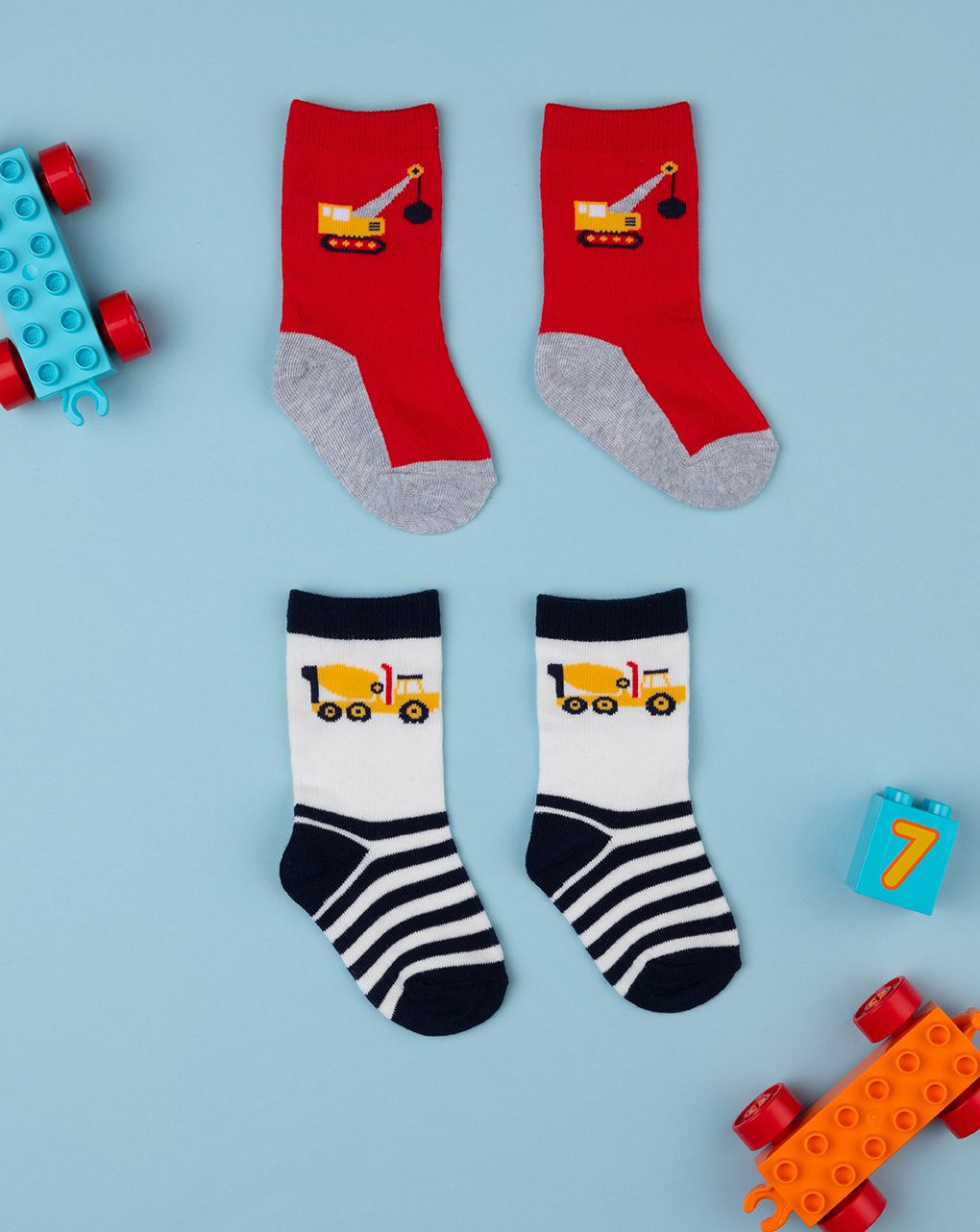 βρεφικά καλτσάκια με οχήματα πακέτο x2 για αγόρι - Prénatal
