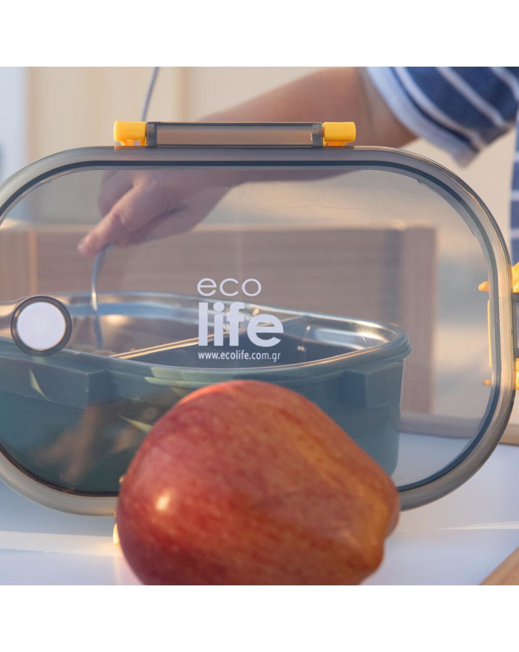 Ecolife ανοξείδωτο φαγητοδοχείο με χώρισμα 900ml forest green 33-bo-9067 - Ecolife