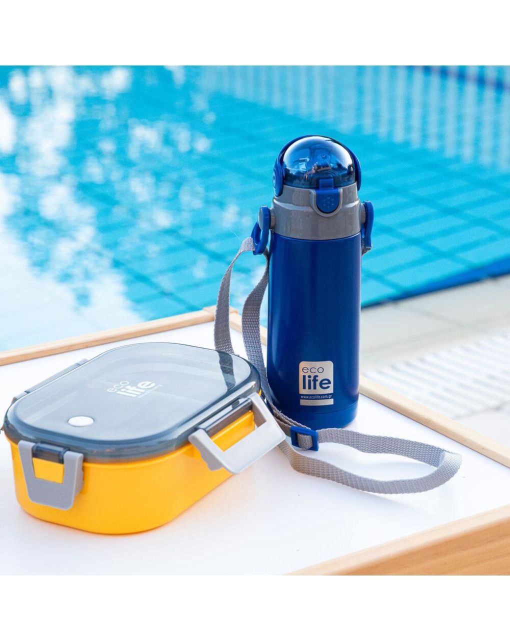 Ecolife ανοξείδωτο παγούρι με καλαμάκι kids thermos 400ml navy blue 33-bo-2989 - Ecolife