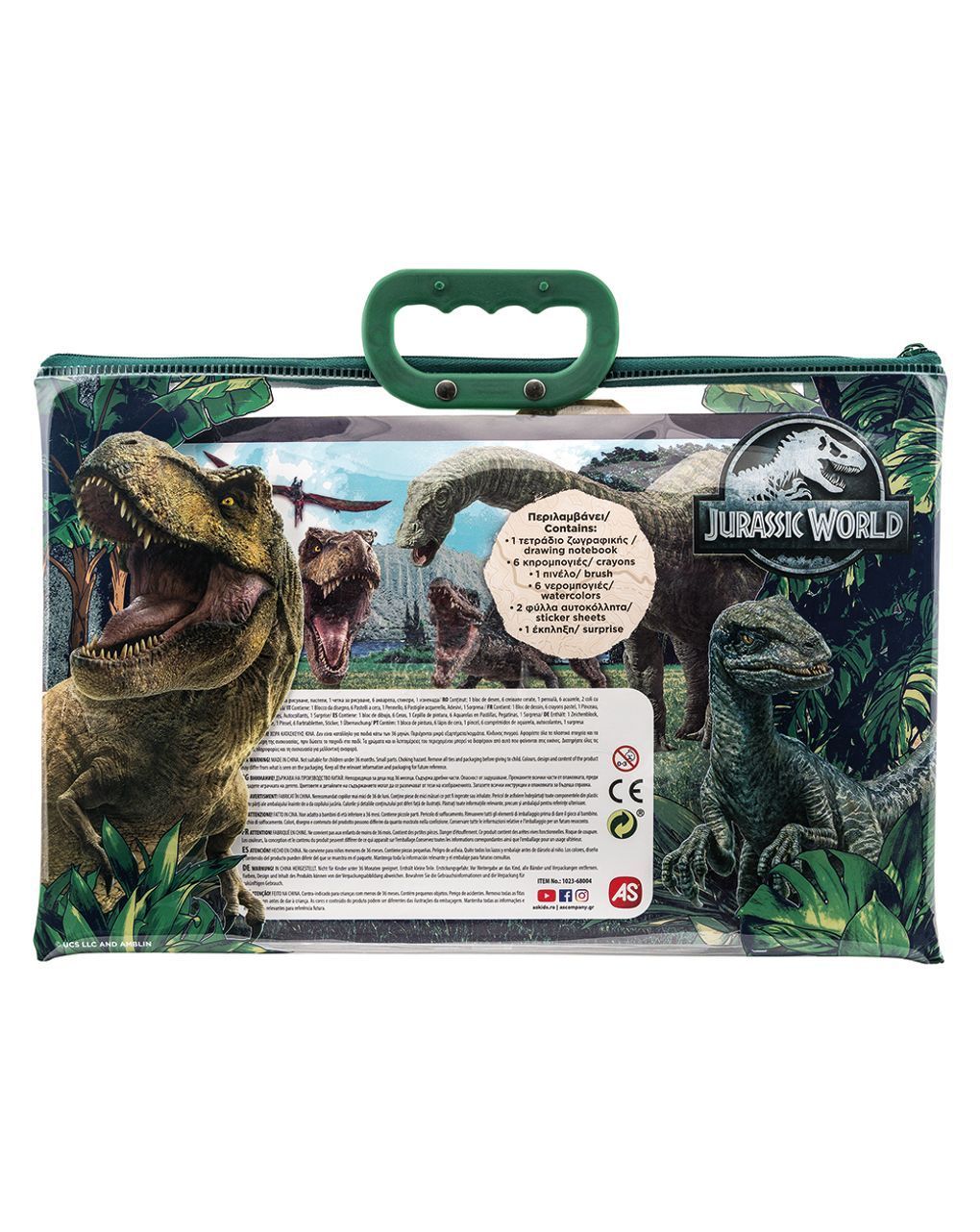 As company σετ ζωγραφικής διάφανη τσάντα jurassic world για 3+ χρονών 1023-68004 - AS Company