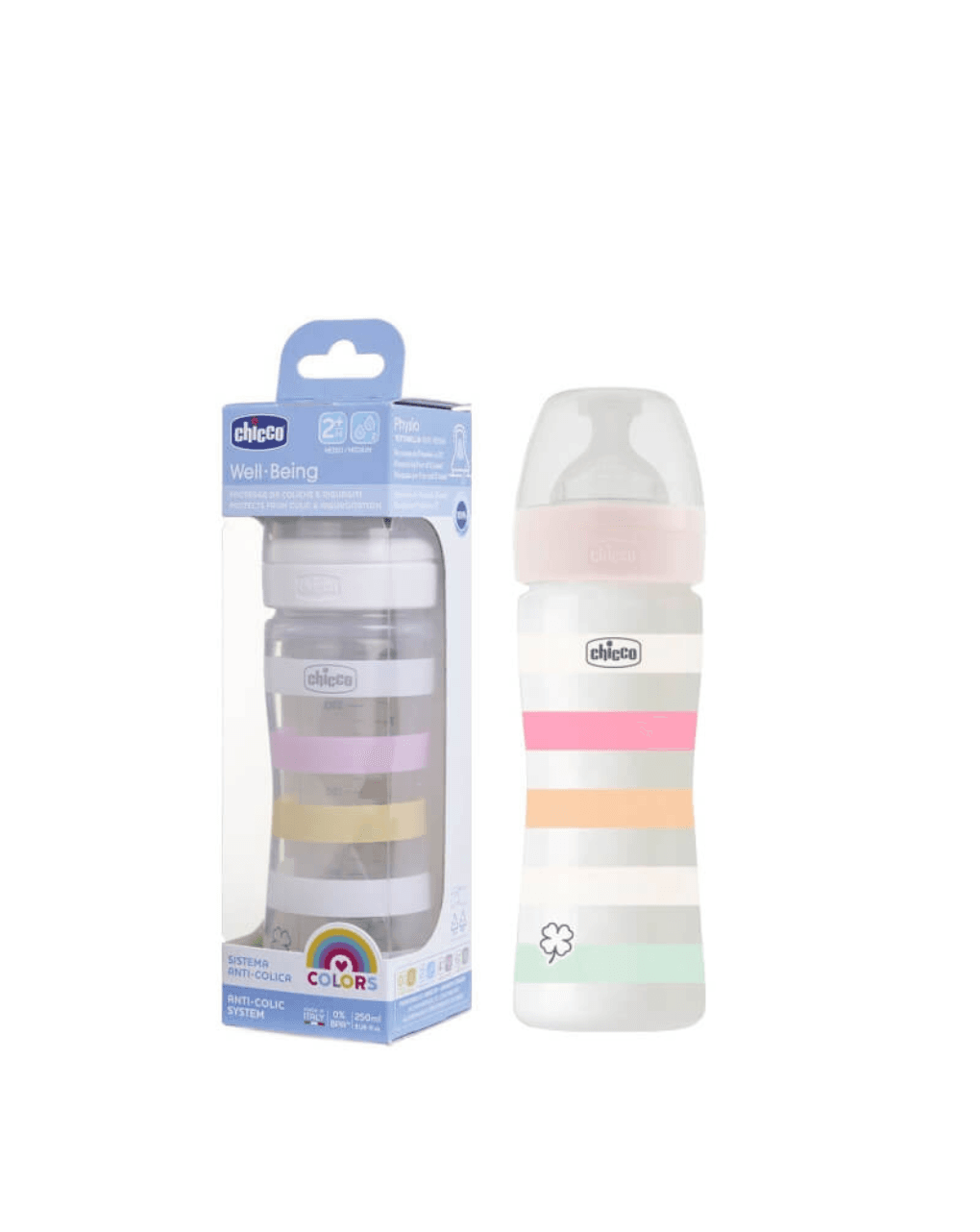 Chicco μπιμπερό πλαστικό well being 250ml white girl 2+ μηνών - Chicco