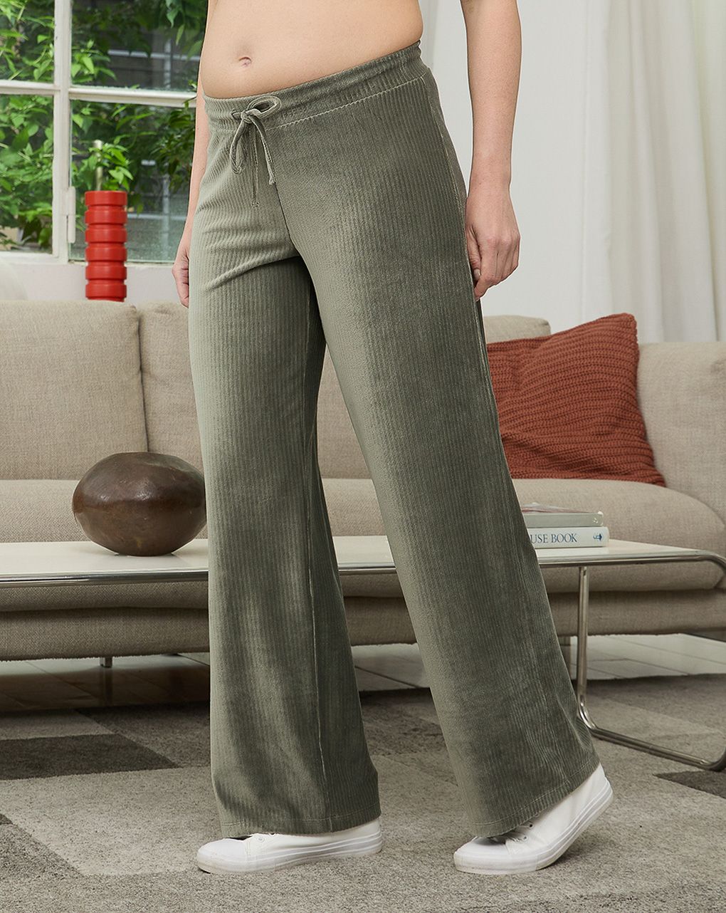 γυναικεία παντελόνα εγκυμοσύνης από σενίλ χακί - Prénatal