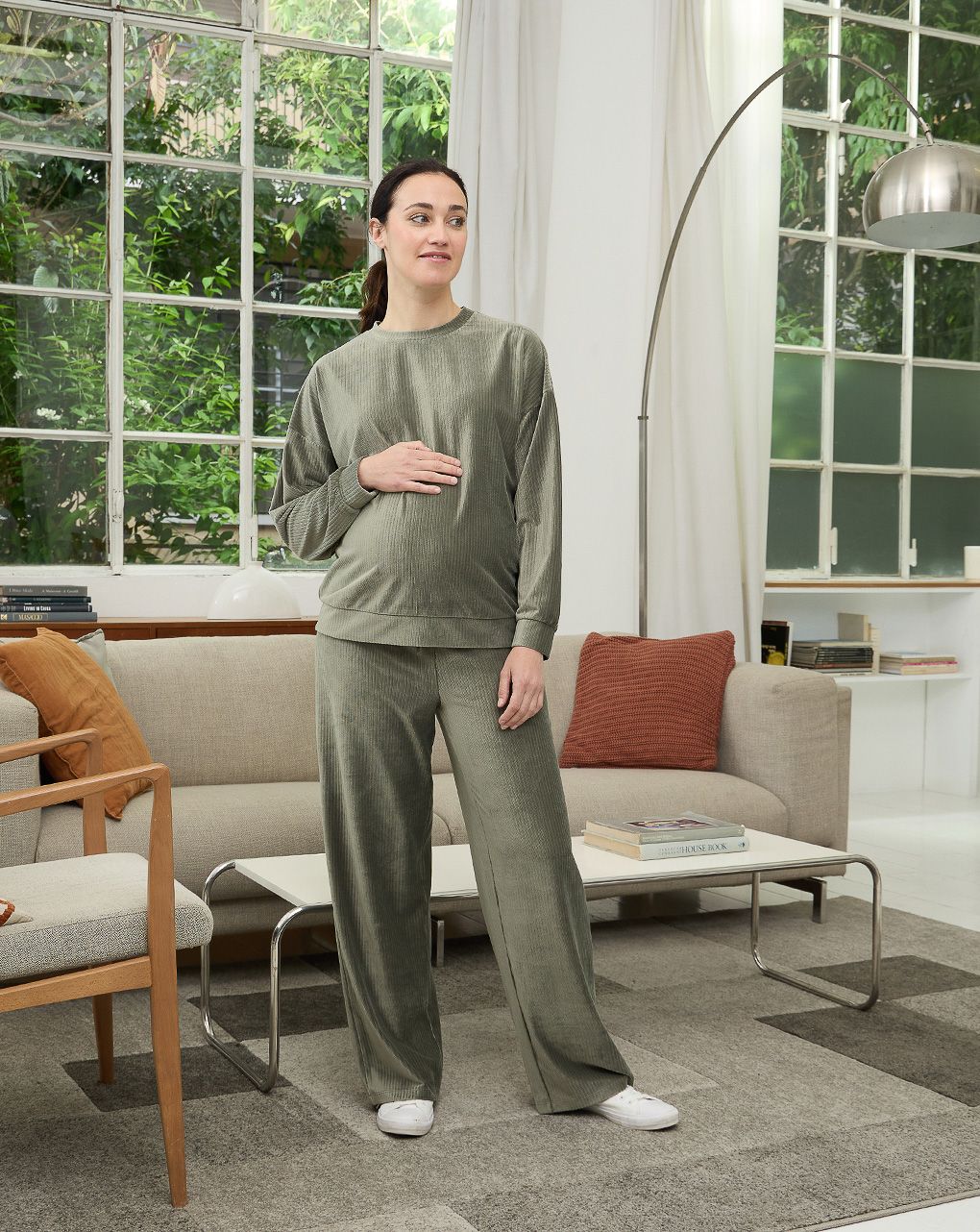 γυναικεία παντελόνα εγκυμοσύνης από σενίλ χακί - Prénatal