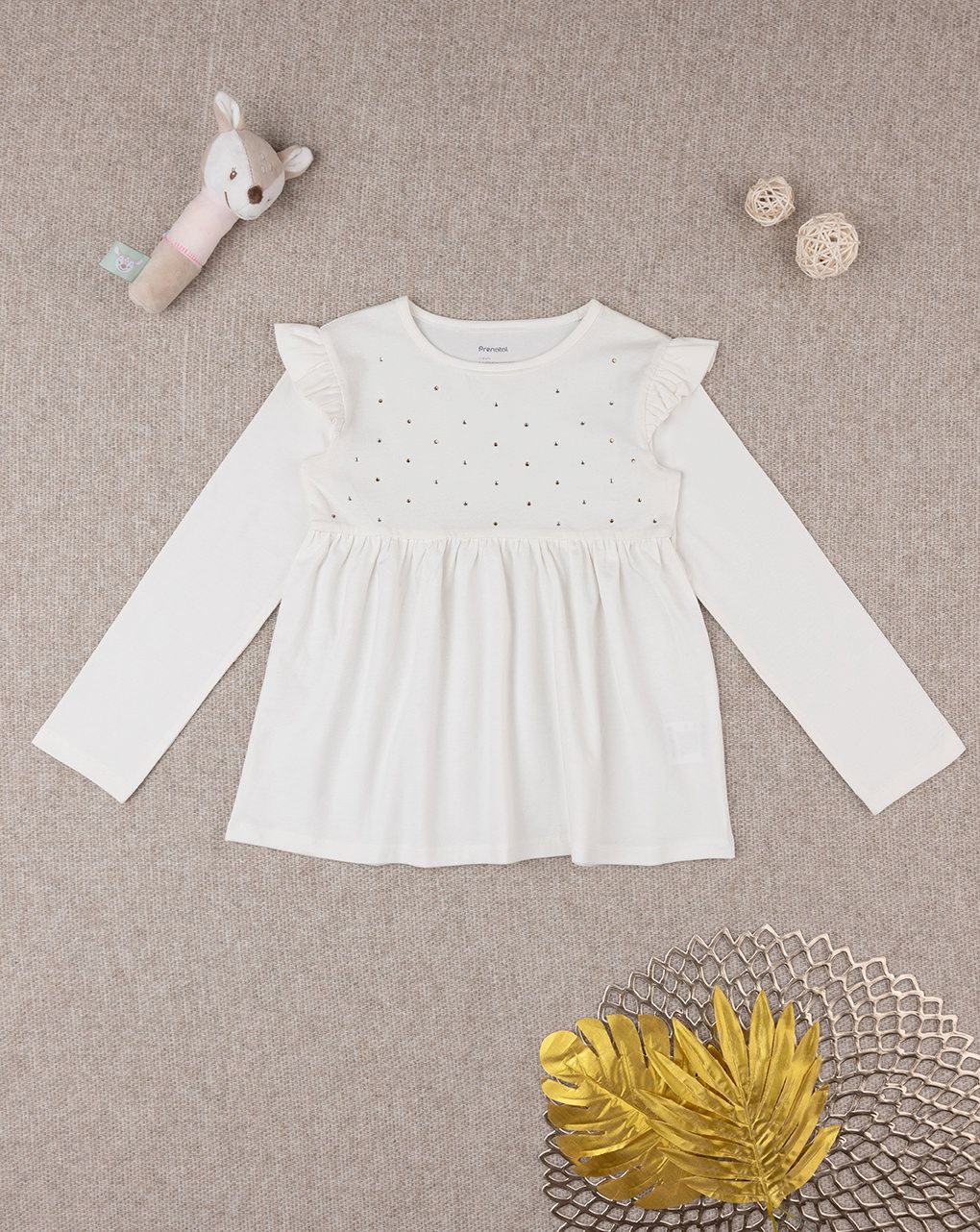 παιδική μπλούζα λευκή με στρας για κορίτσι - Prénatal