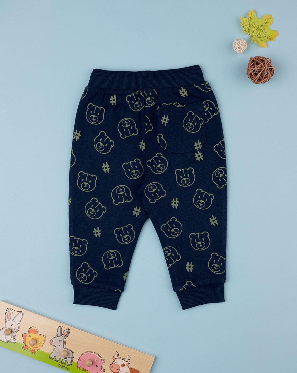 βρεφικό παντελόνι φούτερ μπλε με αρκουδάκια για αγόρι - Prénatal