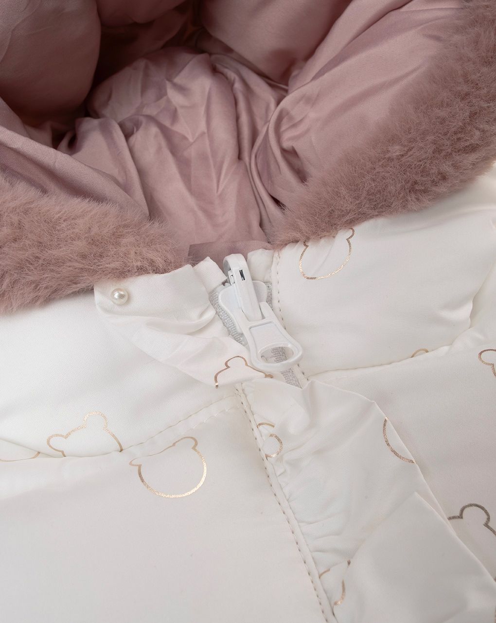 βρεφικό μπουφάν puffer λευκό teddy για κορίτσι - Prénatal