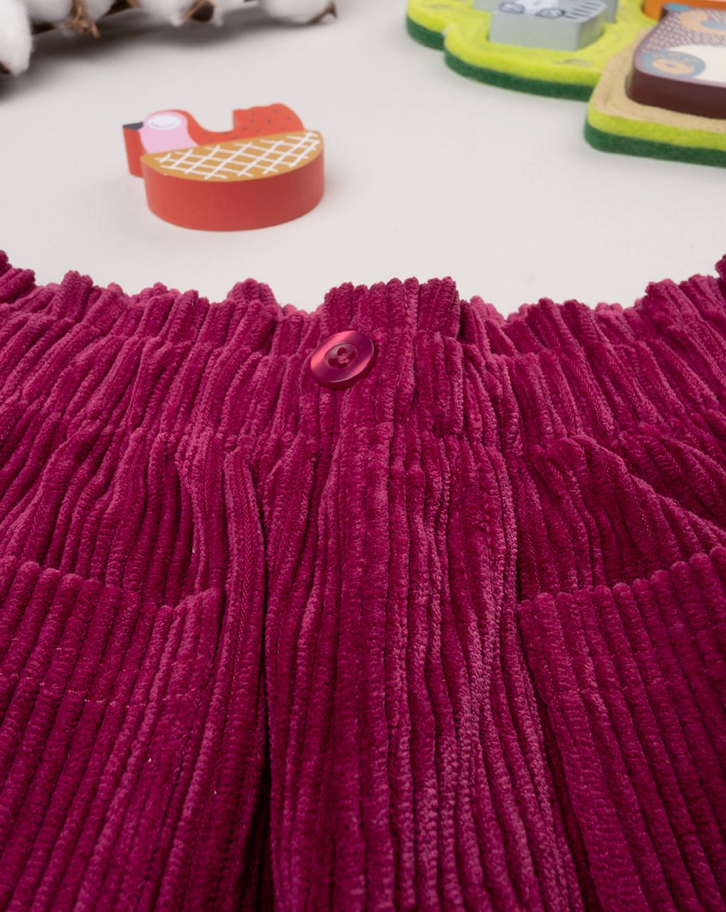 βρεφικό παντελόνι βελουτέ μπορντώ με λουλούδια για κορίτσι - Prénatal