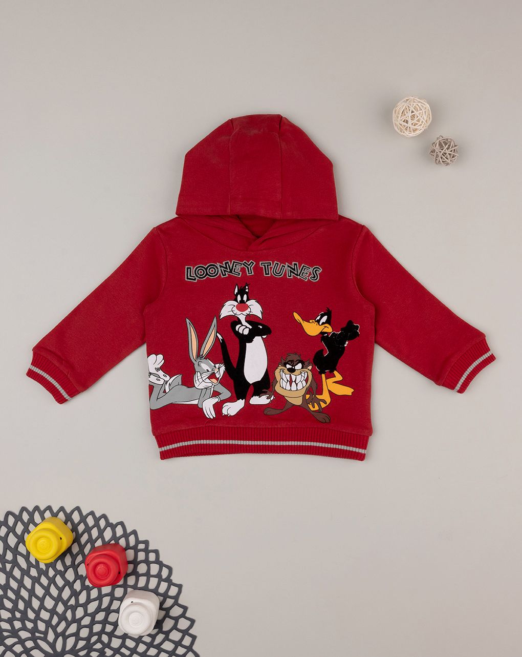 βρεφική μπλούζα φούτερ κόκκινη με looney tunes για αγόρι - Prénatal